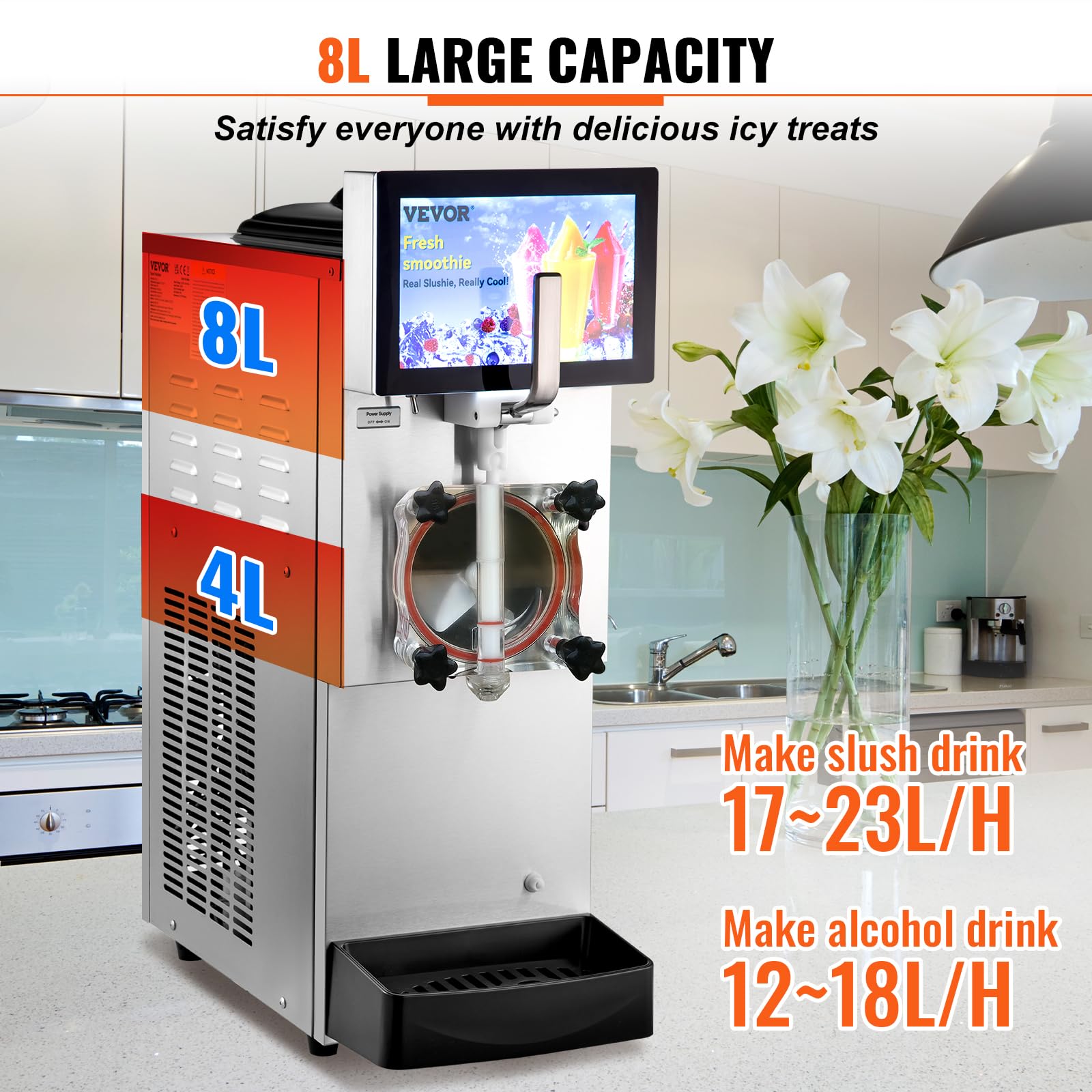 VEVOR Commercial Slushy Machine, 2 x 12L / 3.17 Gal Double Tanks, Cool and Freeze Modes, Stainless Steel Margarita Smoothie Frozen Drink Maker, Slushie Machine for Party Cafes Restaurants Bars Home