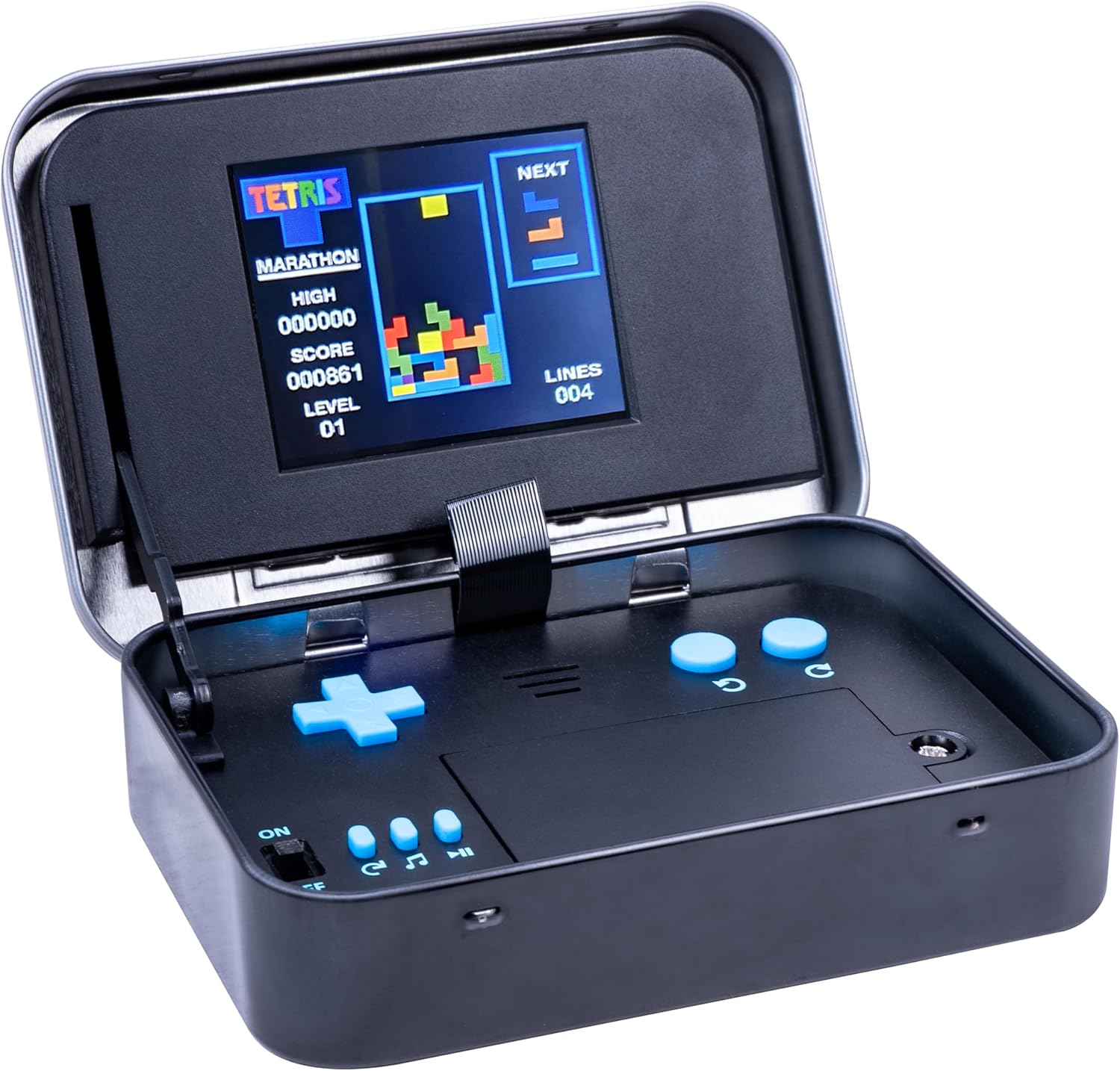 Tetris Arcade in a Tin: Retro Handheld Tetris Game. Portable Tetris Gift for Kids and Adults! Includes Original Sounds, 2.4” Screen. Full Color 8-bit Game. Officially Licensed Tetris Merchandise.