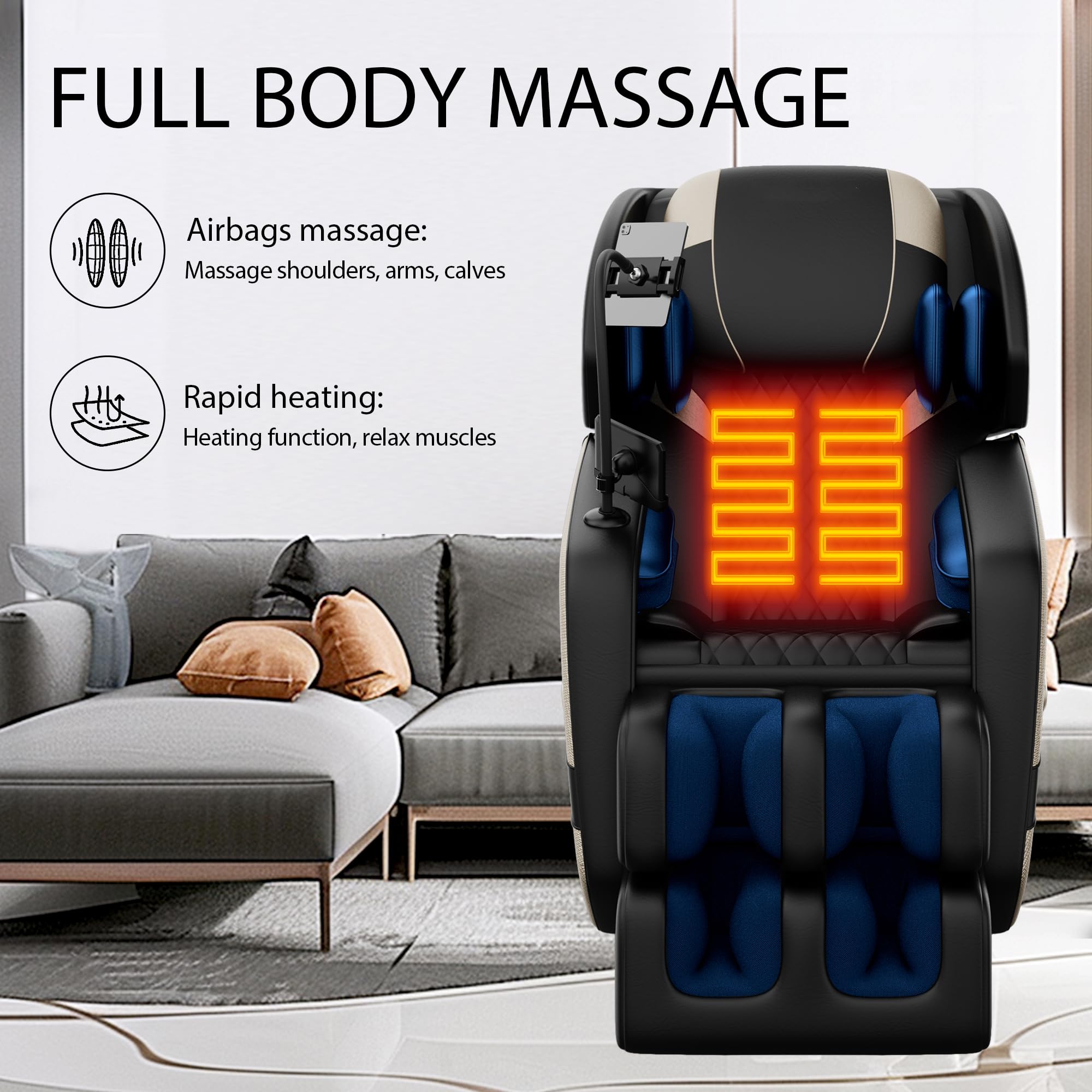 2026 Massage Chair Full Body, Zero Gravity Massage Recliner Chair with Auto Modes, 8 Fix Point Rollers, Airbag, Foot Massage, Touch Screen Controller, Deep Yoga Stretch, Heating Function