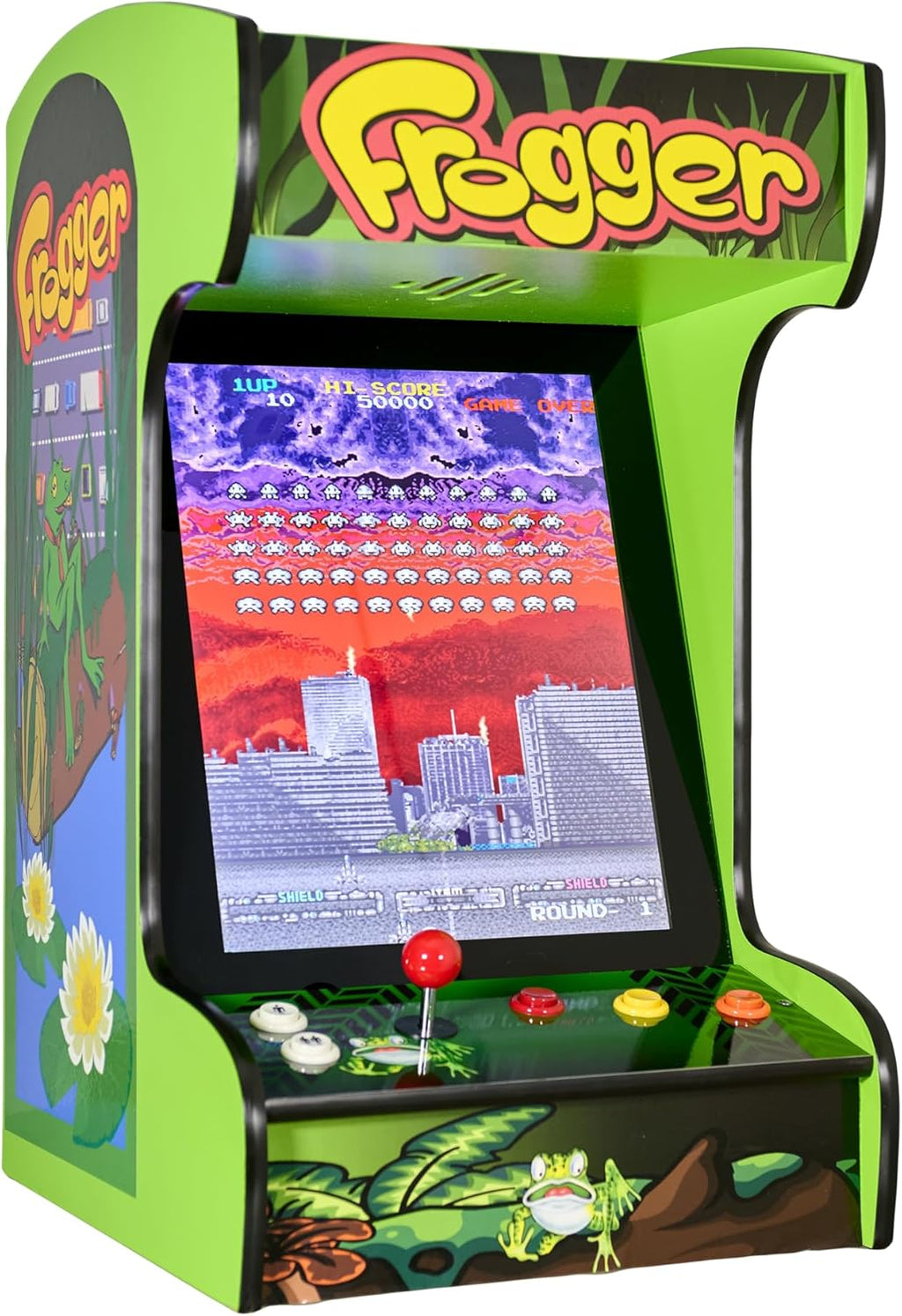 Doc and Pies Arcade Factory Classic Home Arcade Machine - Tabletop and Bartop - 412 Retro Games - Full Size LCD Screen, Buttons and Joystick (Green)