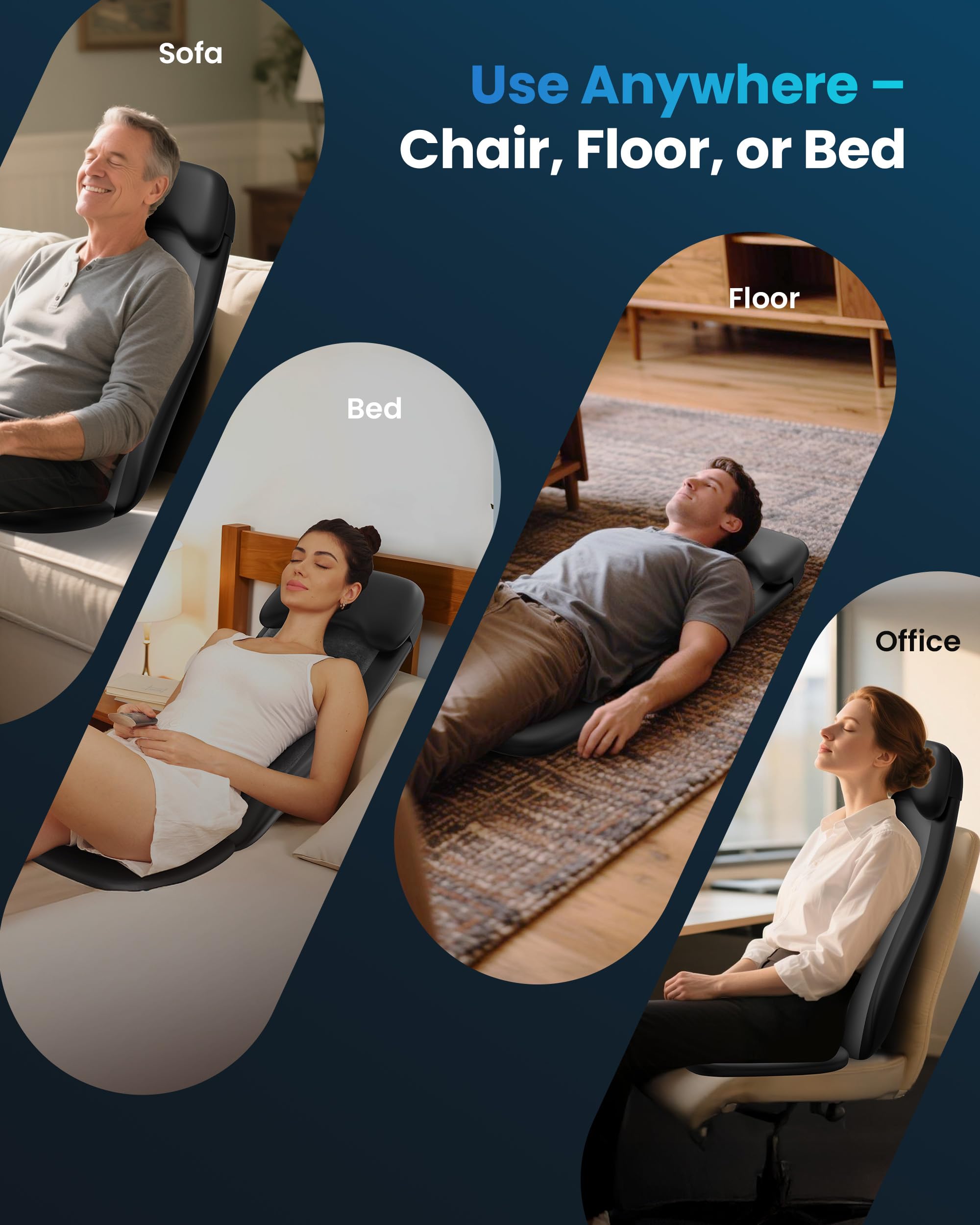 COMFIER Massager Chair with Heat, Shiatsu Neck Back Massager Portable with Compression & Rolling,Massage Chair Pad for Neck & Back for Muscle Tension Relief, Father Day Gift