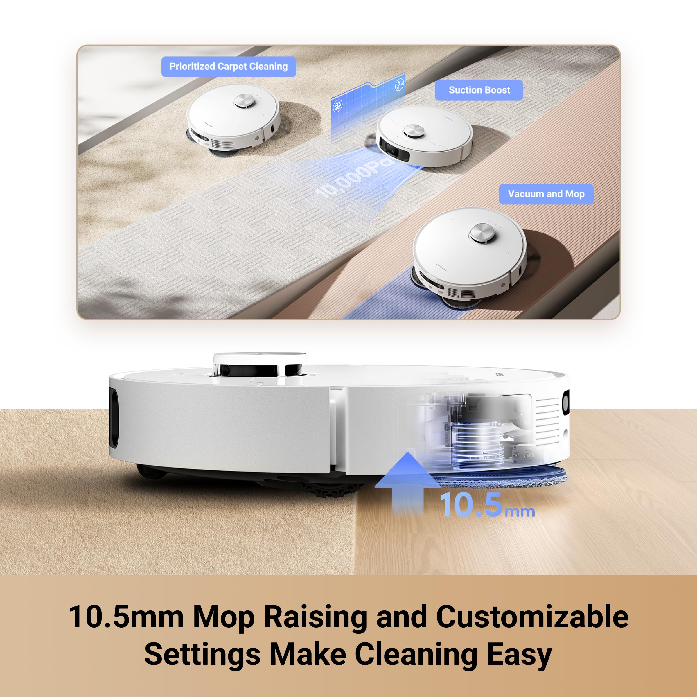 dreame L10s Ultra Robot Vacuum and Mop Combo, Auto Mop Cleaning and Drying, Self-Refilling and Self-Emptying Base for 60 Days of Cleaning, 5300Pa Suction and AI Navigation, Compatible with Alexa