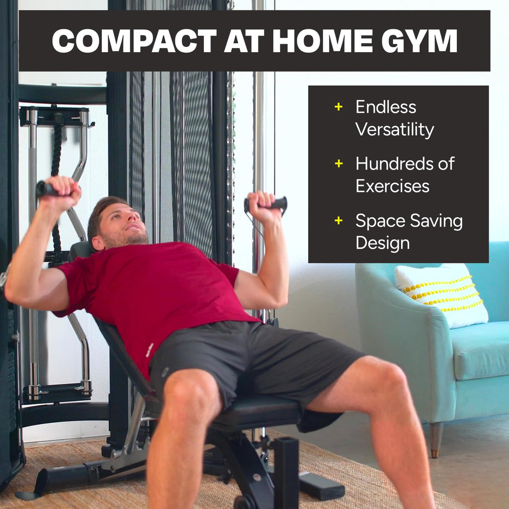 Inspire Fitness FTX Functional Trainer - Compact at Home Workout Machine with Accessories - Space Saving Design - Home Gym Cable Machine and Two 165 lb Weight Stacks