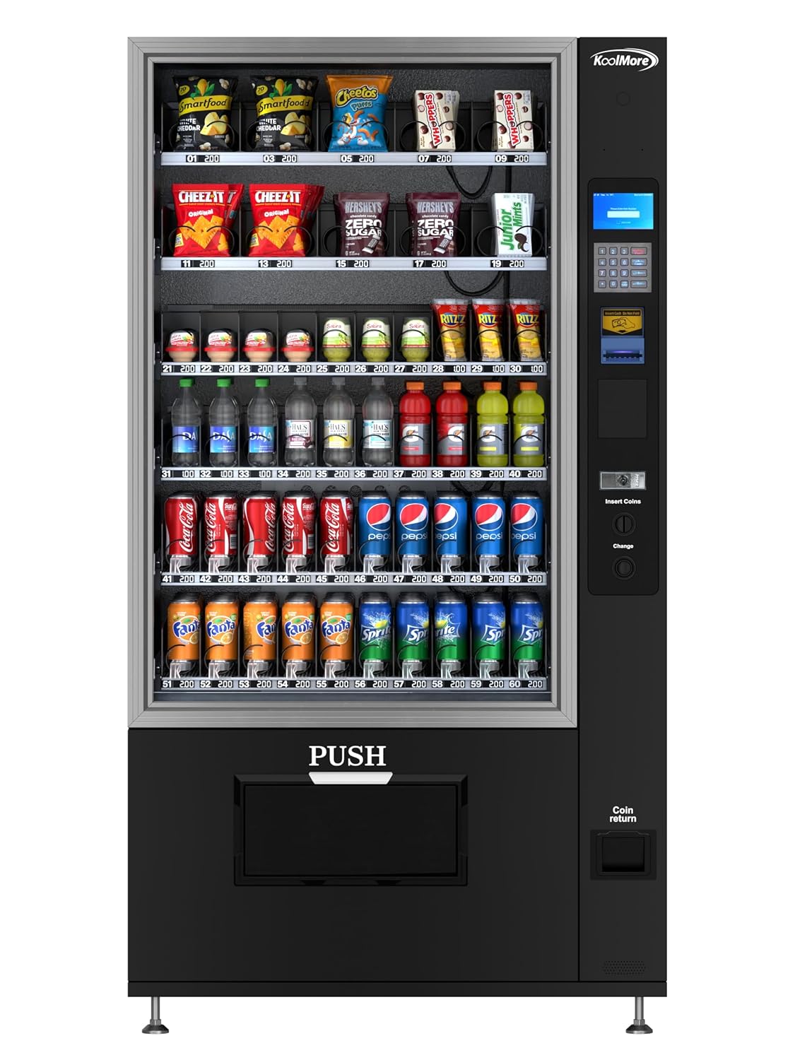 KoolMore Refrigerated Snack Vending Machine with 60 Slots and Coin/Bill Acceptor in Black (KM-VMR-40-BC)