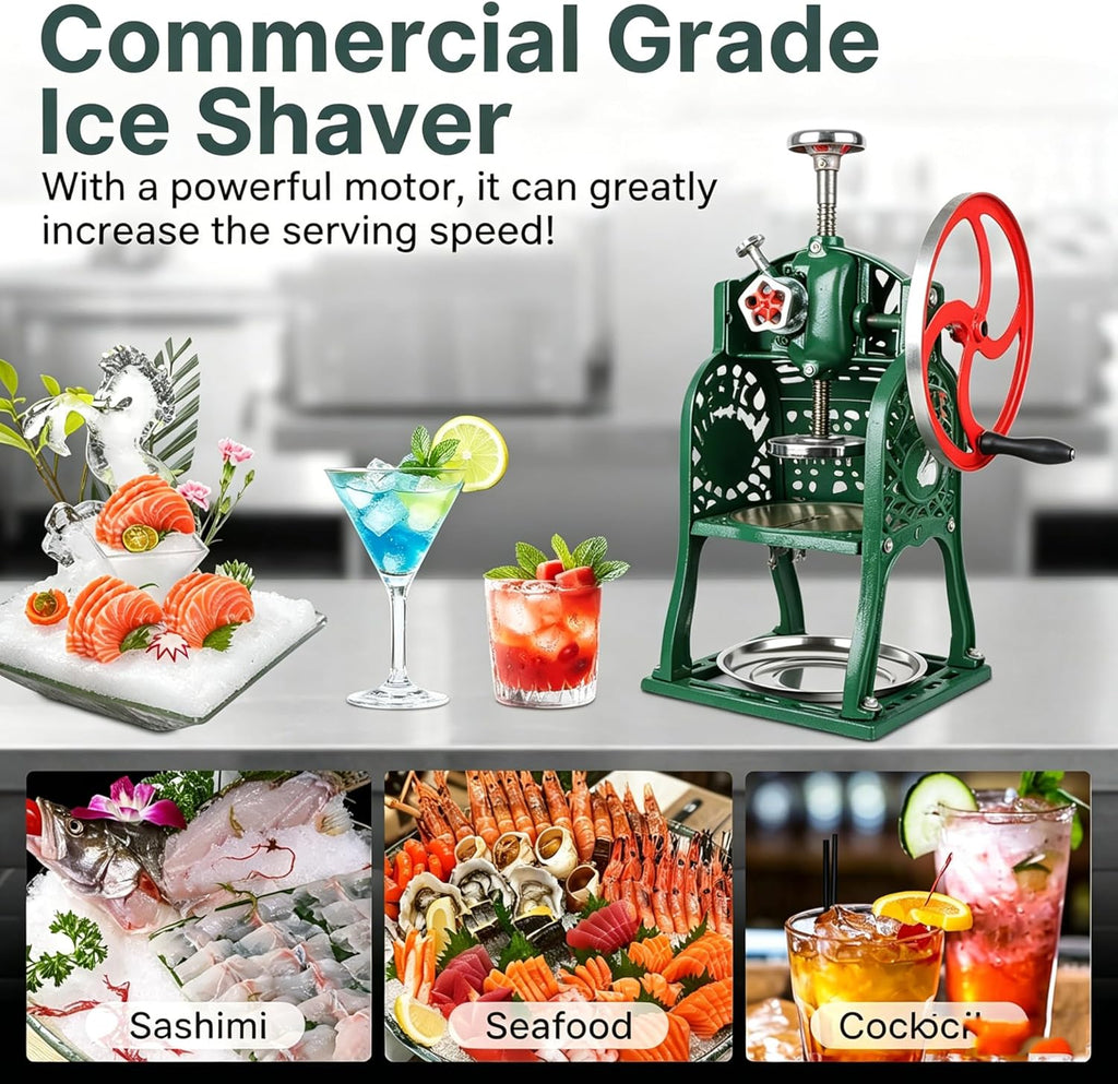 Manual Snow Ice Shaver Machine, Ice Crusher, Hand-Crank Design,Crushing Ice is Easy and Labor-Saving, Ensuring that for Summer Energy Saving Home
