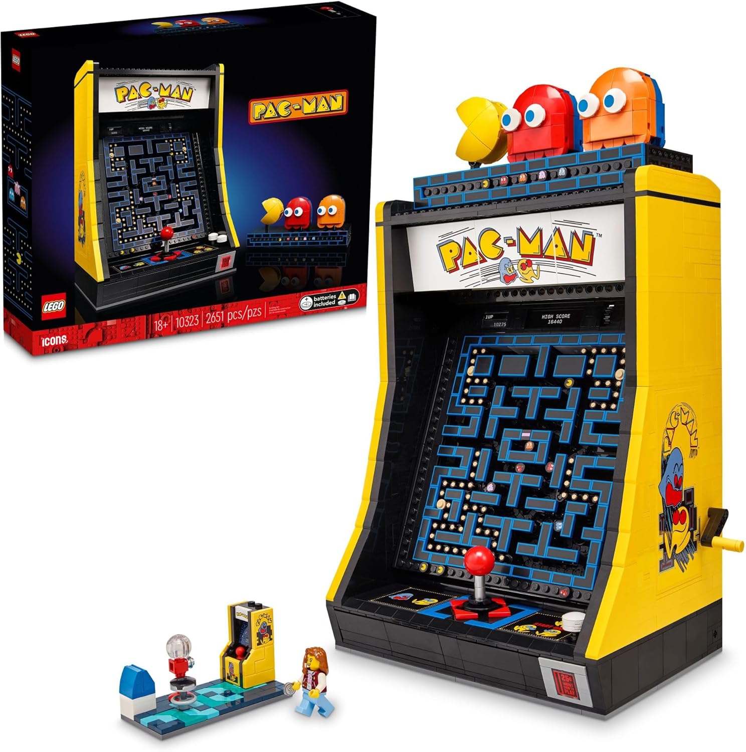 LEGO Icons PAC-Man Arcade Building Sets for Adults - Collectible Office, Shelf, or Bedroom Decor - Gifts for Men & Women - W/Moving Handle to Recreate Game - 10323