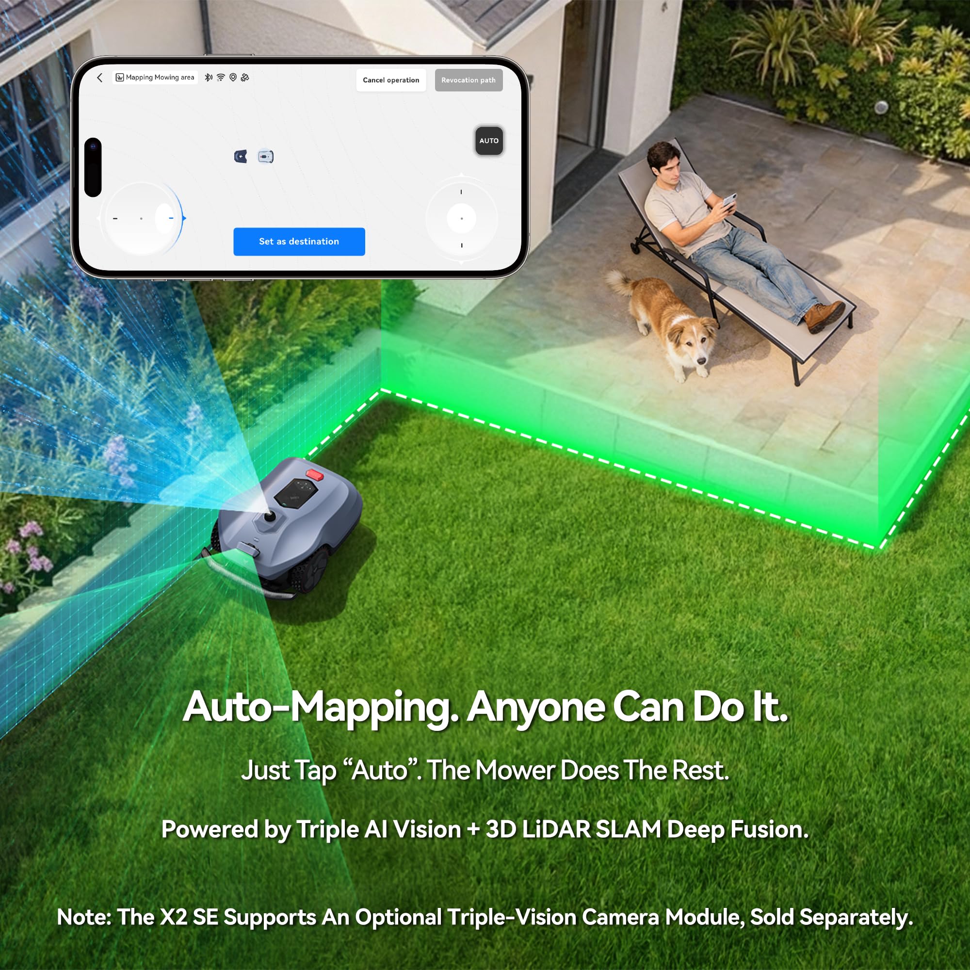 Neomow X SE 3D LiDAR Slam Mapping Robot Lawn Mower Perimeter Wireless for 3/4 Acres AI Vision Obstacle Avoidance with 4G, No RTK Antenna Required, App Control, GPS, IPX5, Anti-Theft, Queit