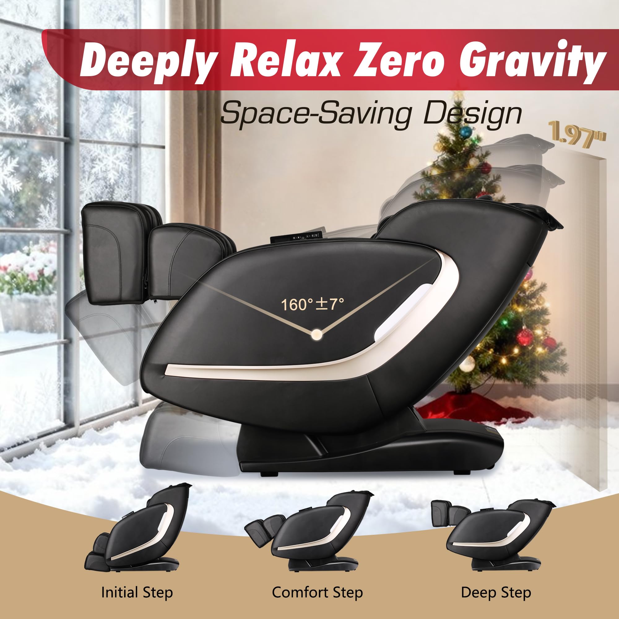 EASPEARL Massage Chair Full Body,53.15in SL-Track,Zero Gravity Massage Chair with Heat, Auto Footrest,OTA Upgraded 24 Auto Modes,LCD Screen,36 Airbags, Bluetooth&APP Control, Shiatsu&Thai Stretch
