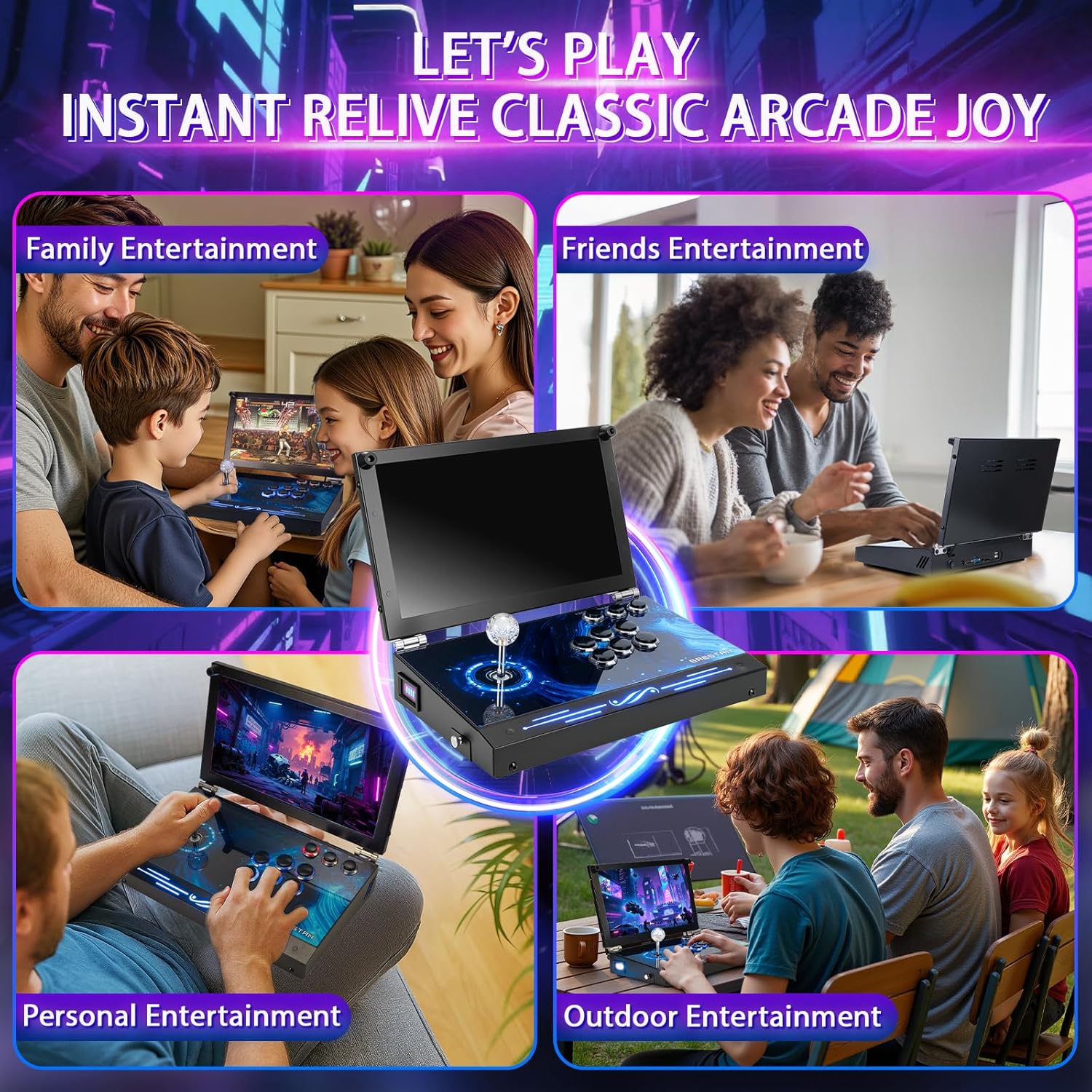 2026 Upgraded Portable Arcade Machine Pandora Box - 2D3D Retro Gaming Console, 8000mAh Battery, Includes Extra Gamepad, Plug & Play Console with Search/Hide/Save/Load/Pause Functions