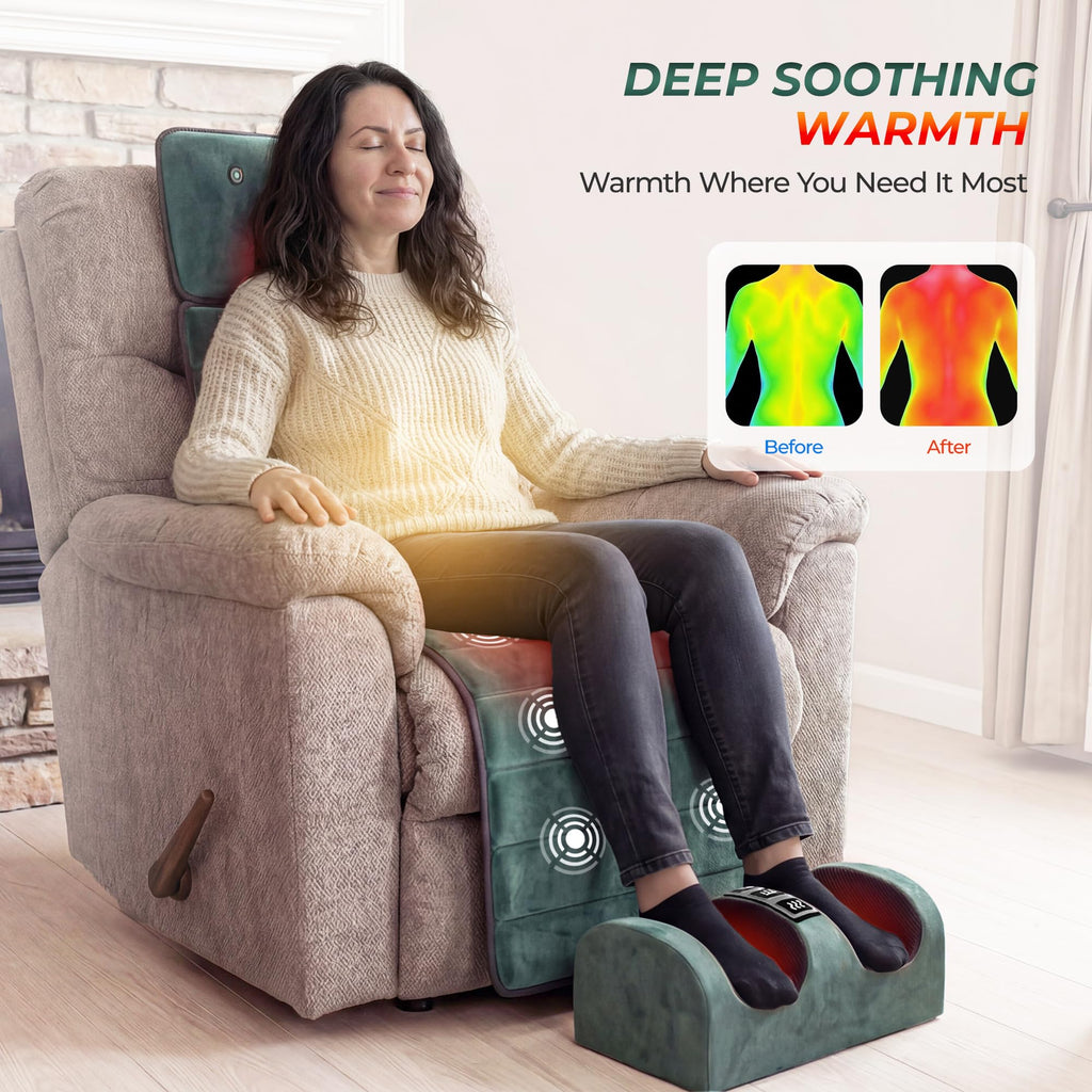 Full Body Massage Mat with Heat, Detachable Massager Pad Deep Tissue Pain Relief,10 Vibrating Motors for Relaxation at Home or Office