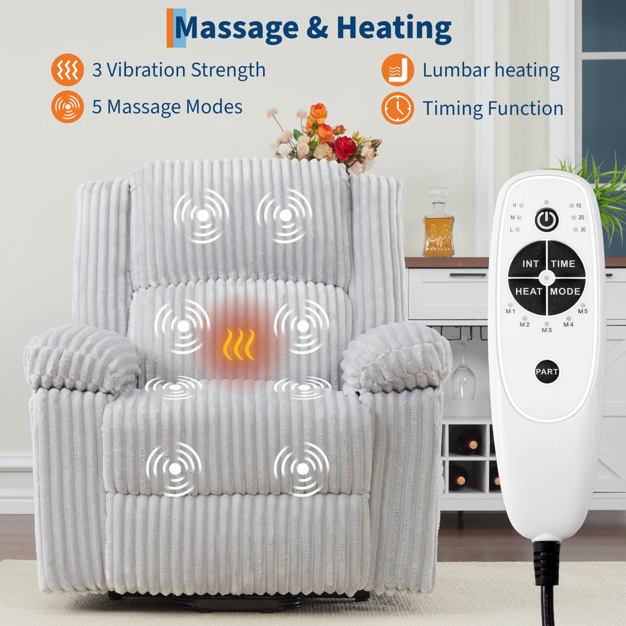 GarveeHome Power Lift Recliner Chair - Heat and Massage, PU Leather Electric Lift Recliner for Elderly & Mobility Impaired，Reclining Sofa with Side Pocket for Living Room