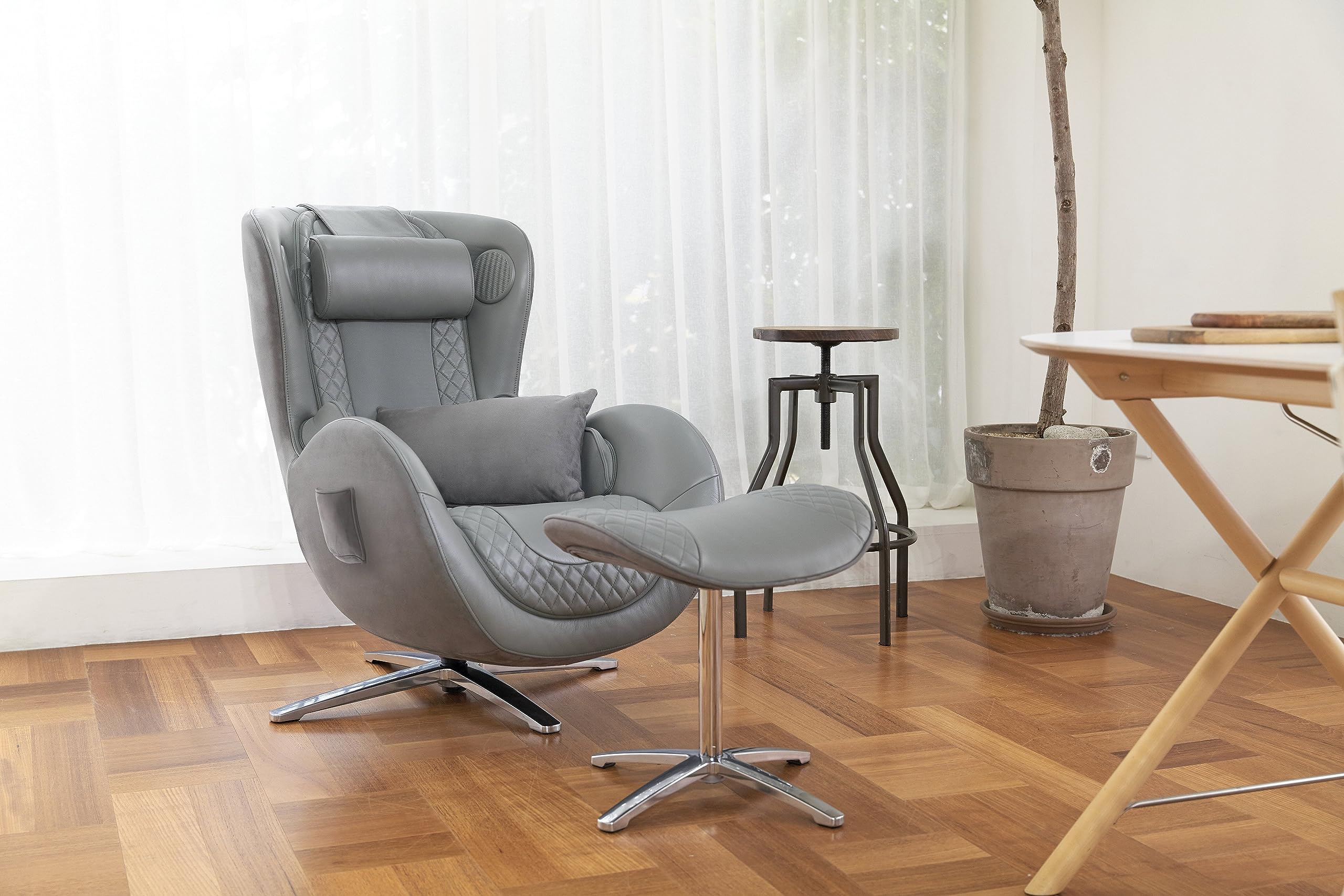 Nouhaus Classic Massage Chair with Ottoman – Caramel Leather Recliner with Percussive Shiatsu Massager, Built-in Speaker & Full Body Spot Massage – Ultimate Comfort for Home & Office