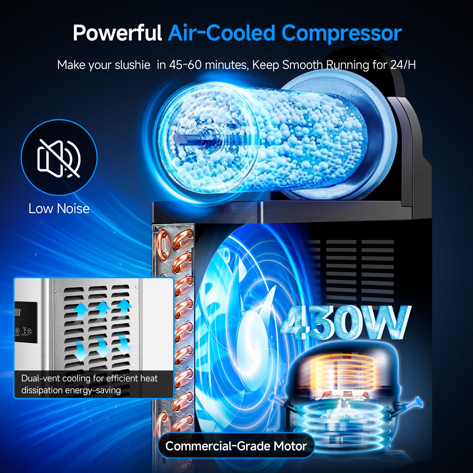 Slushy Machine,15L x2 Double Tanks Comercial Margarita &Slushie Machine,120+ Cups 1000W 110V Electric Large Daiquiri Machine with Self-cleaning Mode,for Home Party Restaurants Cafe Bars