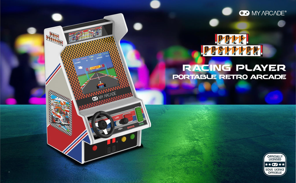 My Arcade Pole Position Racing Player: Handheld Game for Kids and Adults, 2 Games, Real Racing Controls, Portable Gaming, 3.5 inch Screen
