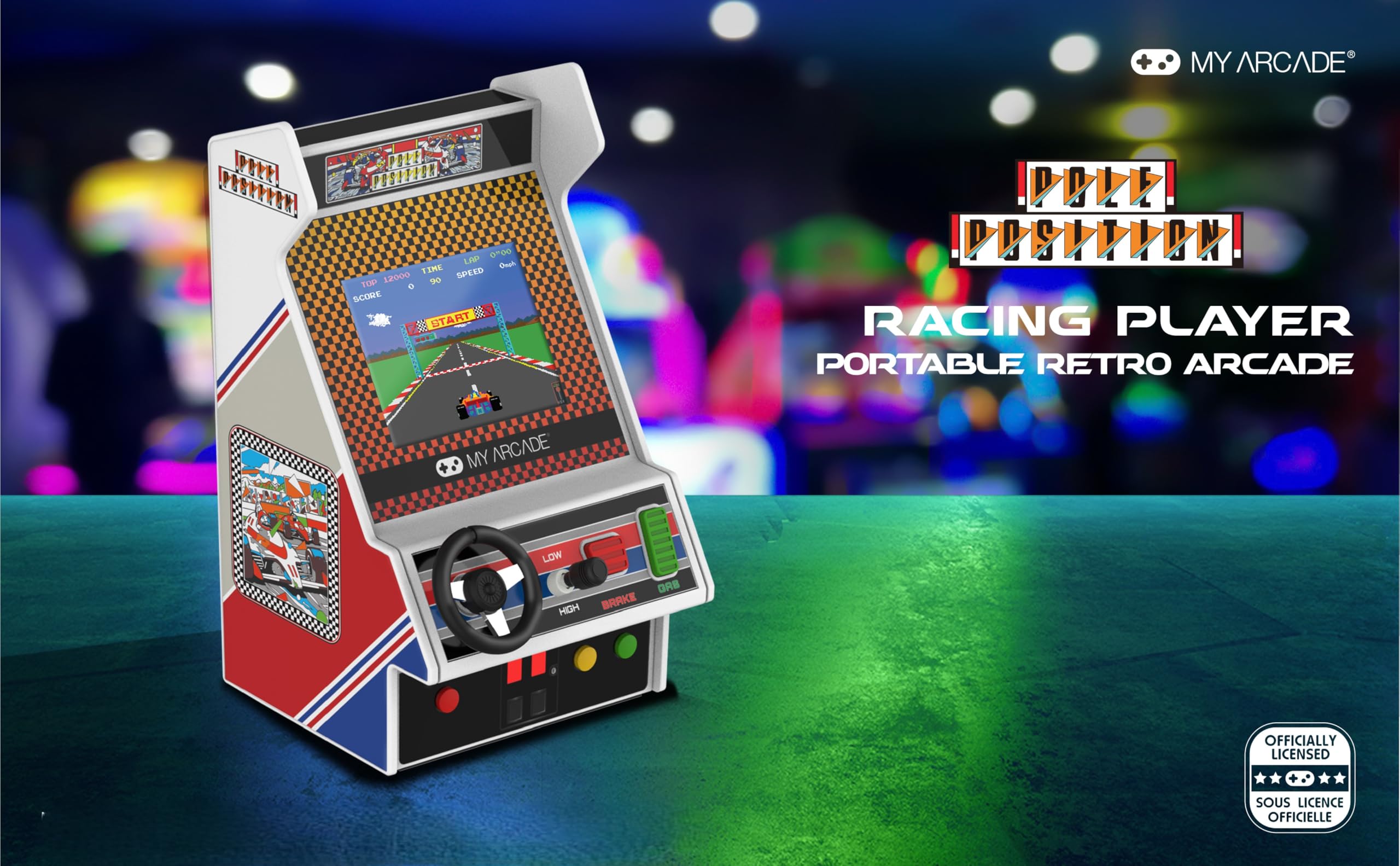 My Arcade Pole Position Racing Player: Handheld Game for Kids and Adults, 2 Games, Real Racing Controls, Portable Gaming, 3.5 inch Screen