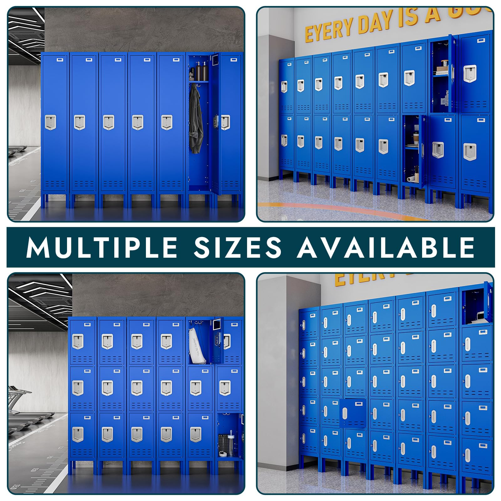 BUTISOW Metal Lockers - 66" Height Steel Lockers for Employees with 5 Door Storage Locker with Card Slot for Employees Gym School Home Office Garage - Assembly Required