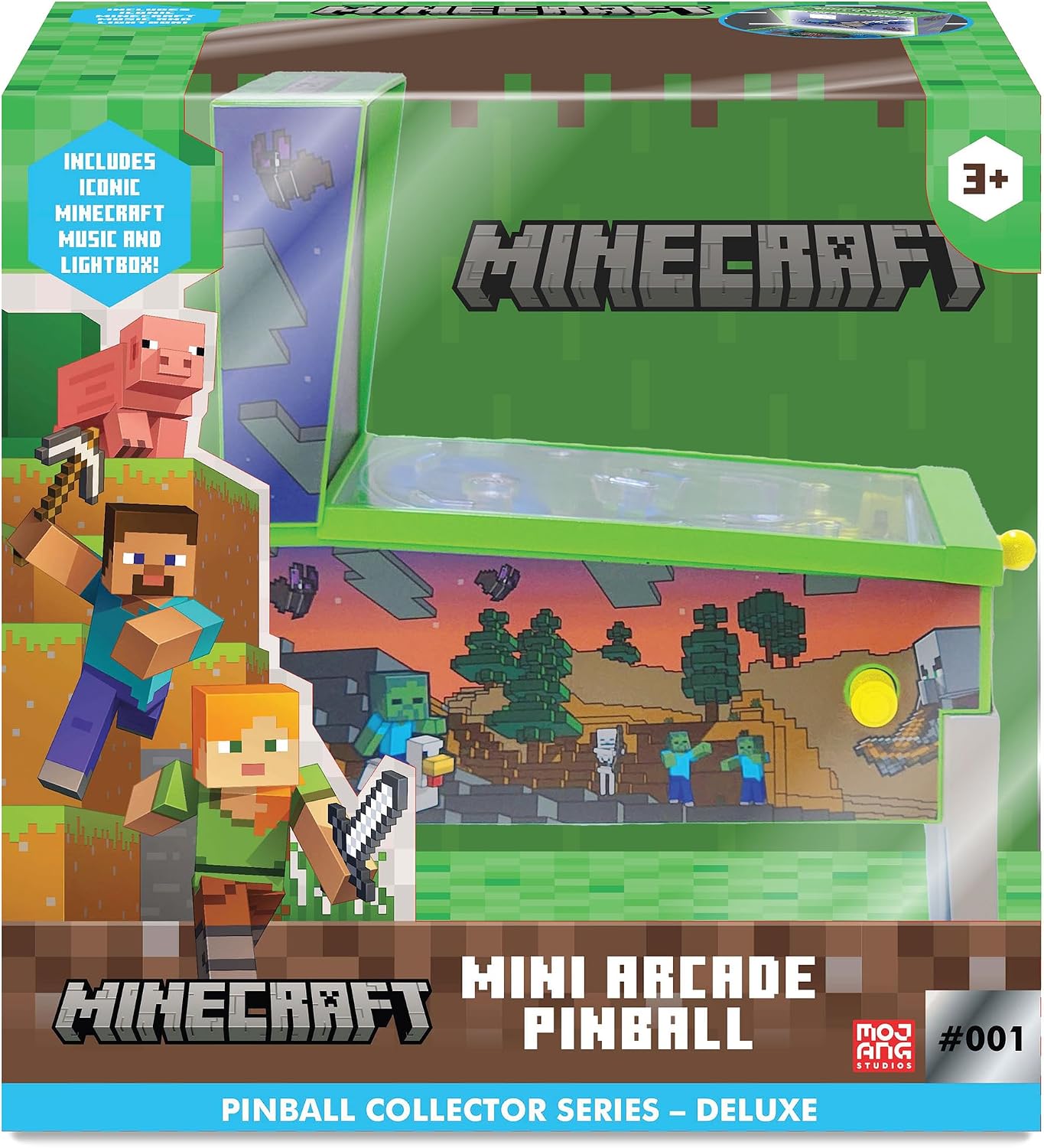 Minecraft: Mini Arcade Pinball - Deluxe Collector Series, Lights & Sounds, Classic Tabletop Game, Skill Shot Challenges, Licensed Toy, Adults-Kids 3+