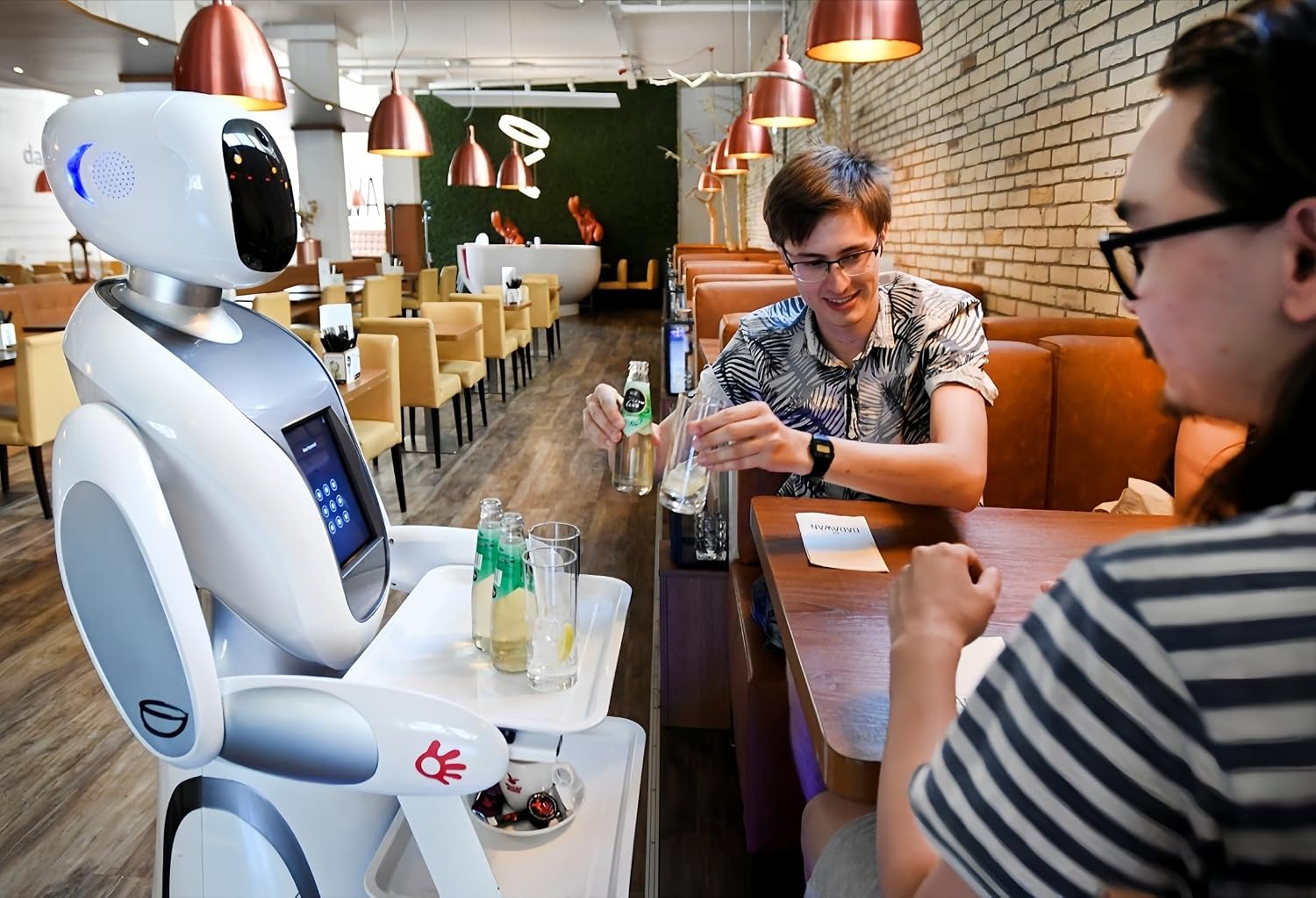 Restaurant Service Robot–Interactive Smart Waiter for Food & Drink Delivery, Autonomous Indoor Navigation, Automatic Obstacle Avoidance, Elevator Control, Self-Charging, Large Tray