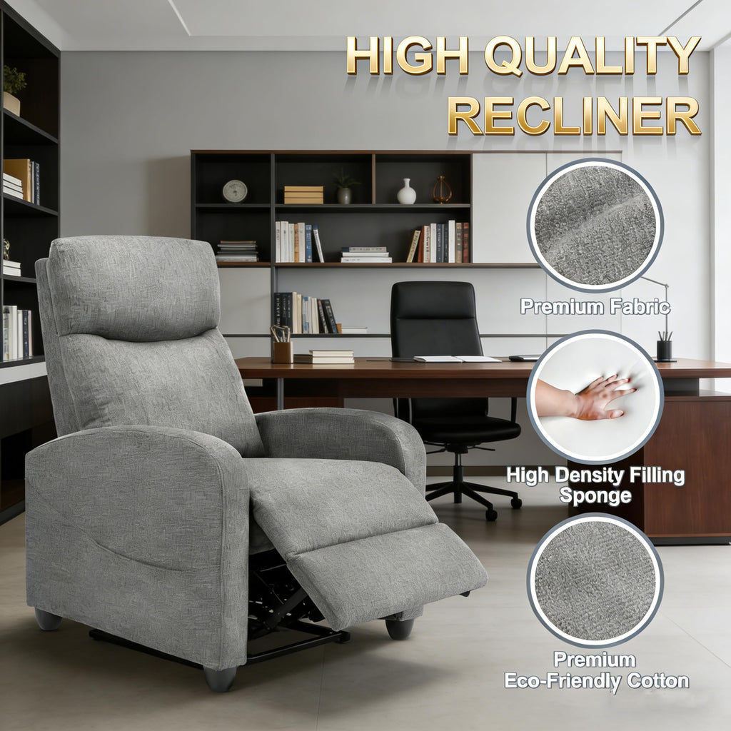 Simple Deluxe Massage Recliner Chair - Adjustable PU Leather Recliner, Luxe Reading Chair & Sofa Chair for Living Room Chairs or Bedroom Chair, Small Recliner for Home Theater, Black