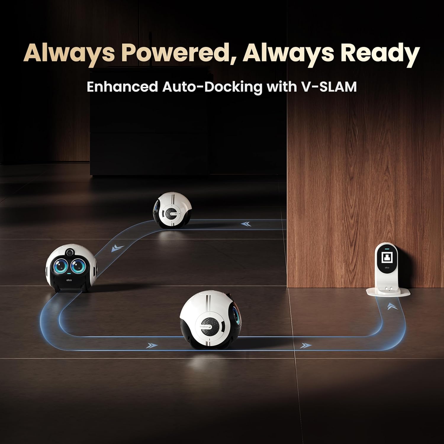 Enabot EBO Max FamilyBot AI Home Camera: 4K Camera Robot Companion, Manual Mapping, V-SLAM, 2-Way Video Call, Auto-Recharge, Smart Patrol, Gift for Long Distance, Pets, Kids & Elderly