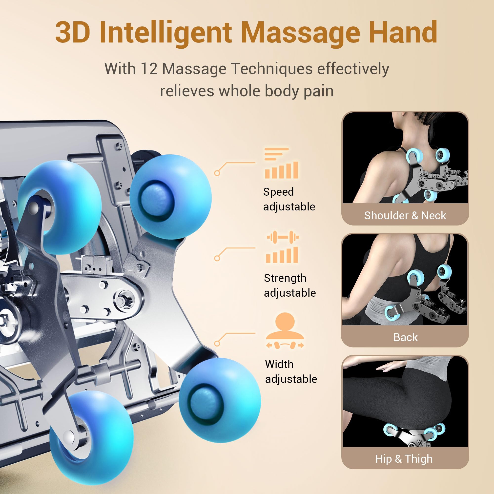 MYNTA Massage Chair Full Body with Heat, Zero Gravity SL-Track Shiatsu 3D Massage Chairs with 12 Modes,12 Massage Techniques, Waist Hip Heating, Calf Foot Massage, HD Bluetooth Speaker & White Noise