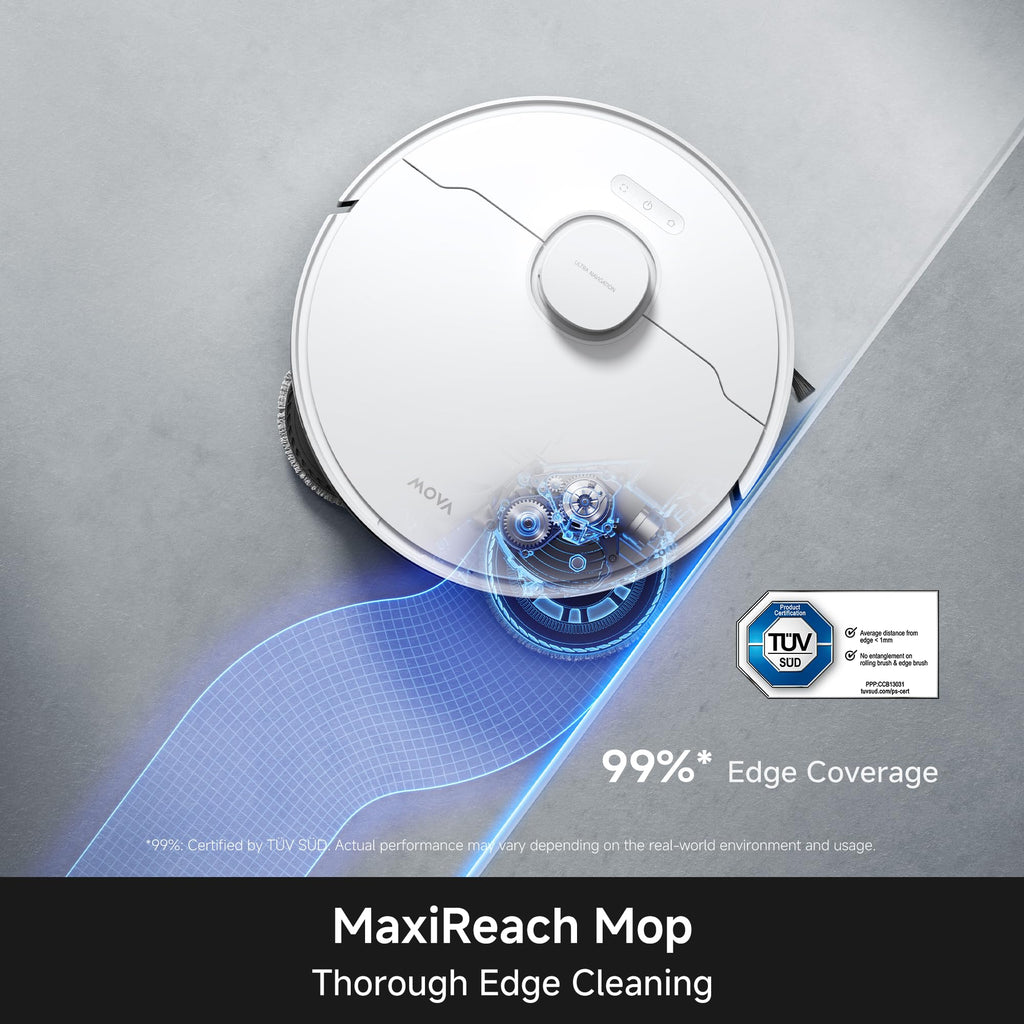 Mova P10 Pro Ultra Robot Vacuum and Mop 13,000Pa Suction, 140°F Hot Water Auto Mop Washing & Drying, Dual Spinning Extenable Mop,10.5mm Lifting for Carpet, 360°Obstacle Avoidance, App Control