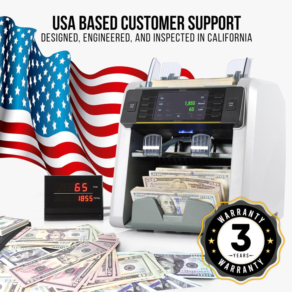 KOLIBRI Money Counter Machine I LCD Display I Business Grade I Dollar, Euro I Advanced UV/MG/IR/DD/HLF Detection I Single Denomination Value Count I 1,500 Notes/Min I 1-Year Warranty I KOLIBRI UV/MG