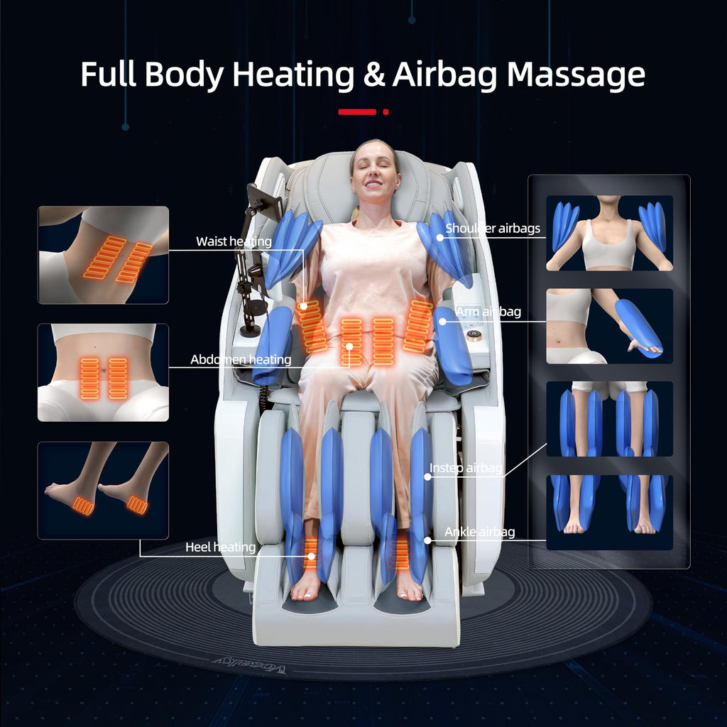 4D Massage Chairs Full Body Recliner with Heat Zero Gravity 57'' SL Track Shiatsu Massage Chair for Home Office with AI Voice, 7" Touch Screen, Wireless Charging,Neck & Shoulder Relief