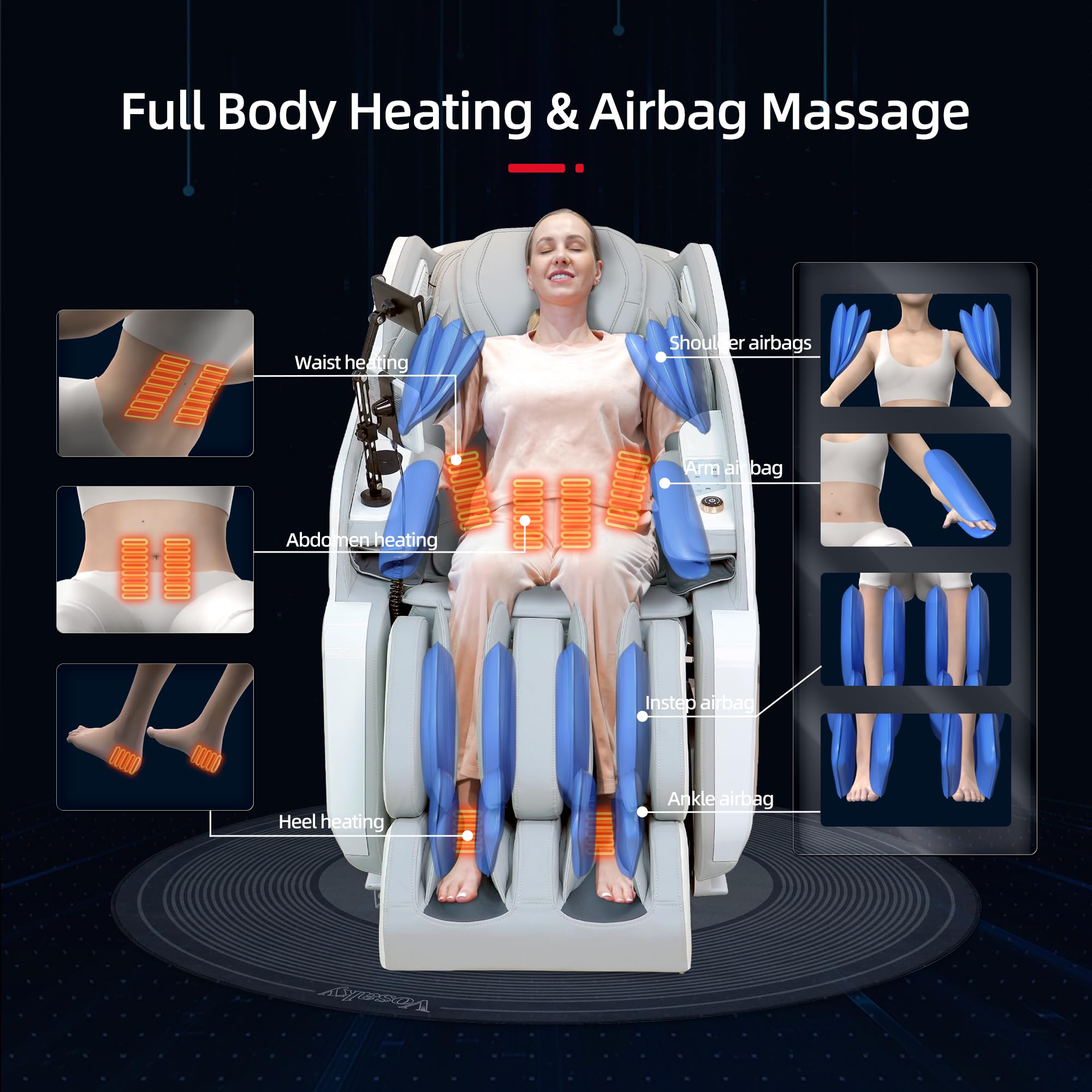 4D Massage Chairs Full Body Recliner with Heat Zero Gravity 57'' SL Track Shiatsu Massage Chair for Home Office with AI Voice, 7" Touch Screen, Wireless Charging,Neck & Shoulder Relief