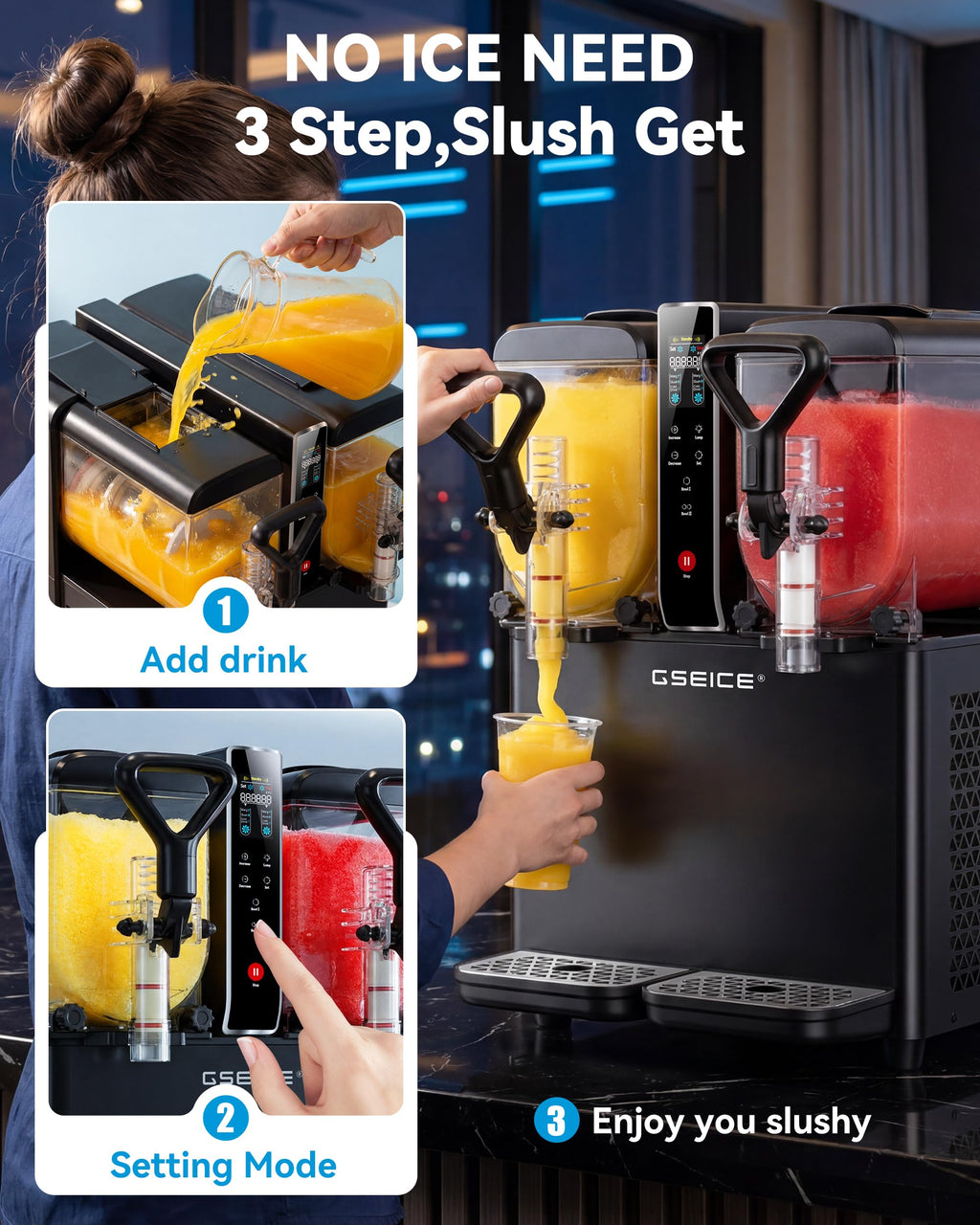 8L/2.1Gal Slushie Machine for Commercial & Home Use, Frozen Drink Maker for Slushy,Margaritas,Frappés,Milkshake and More