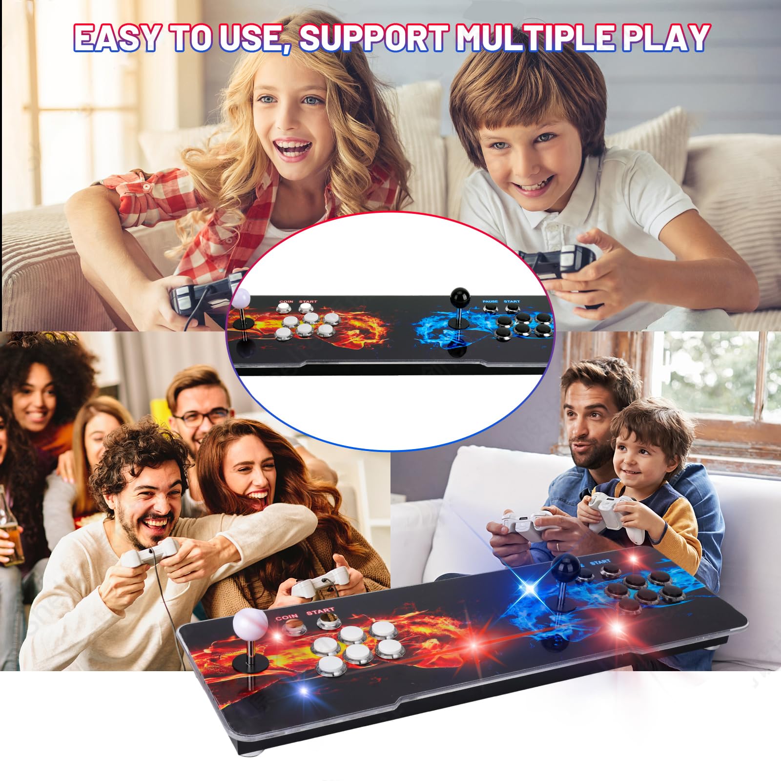 【 35000 Games in 1 】 70S Pandoras Box Arcade Game Console Retro Game Machine for Home PC & TV, 2-4 Players, 1280X720, Support 3D , Search/Hide/Save/Load/Pause , Favorite List,Double Stick