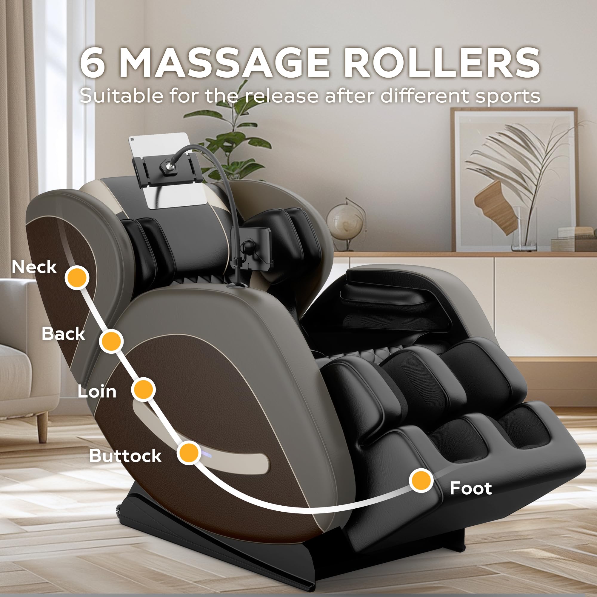 2026 Massage Chair Full Body, Zero Gravity Massage Chair with Auto Modes, Airbag Massage, 6 Fix Point Rollers, Foot Massage, Heating, Touch Screen Controller, Home Massage Chairs