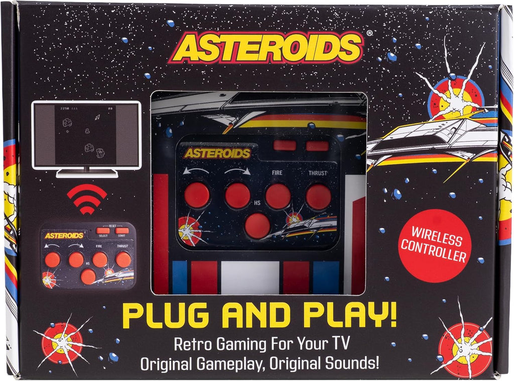 Asteroids Plug & Play Retro TV Game Console – HDMI Arcade Gaming System with Wireless Controller, Classic Space Shooter Video Game, No WiFi Required, Portable Home Gaming Device for Kids & Adults