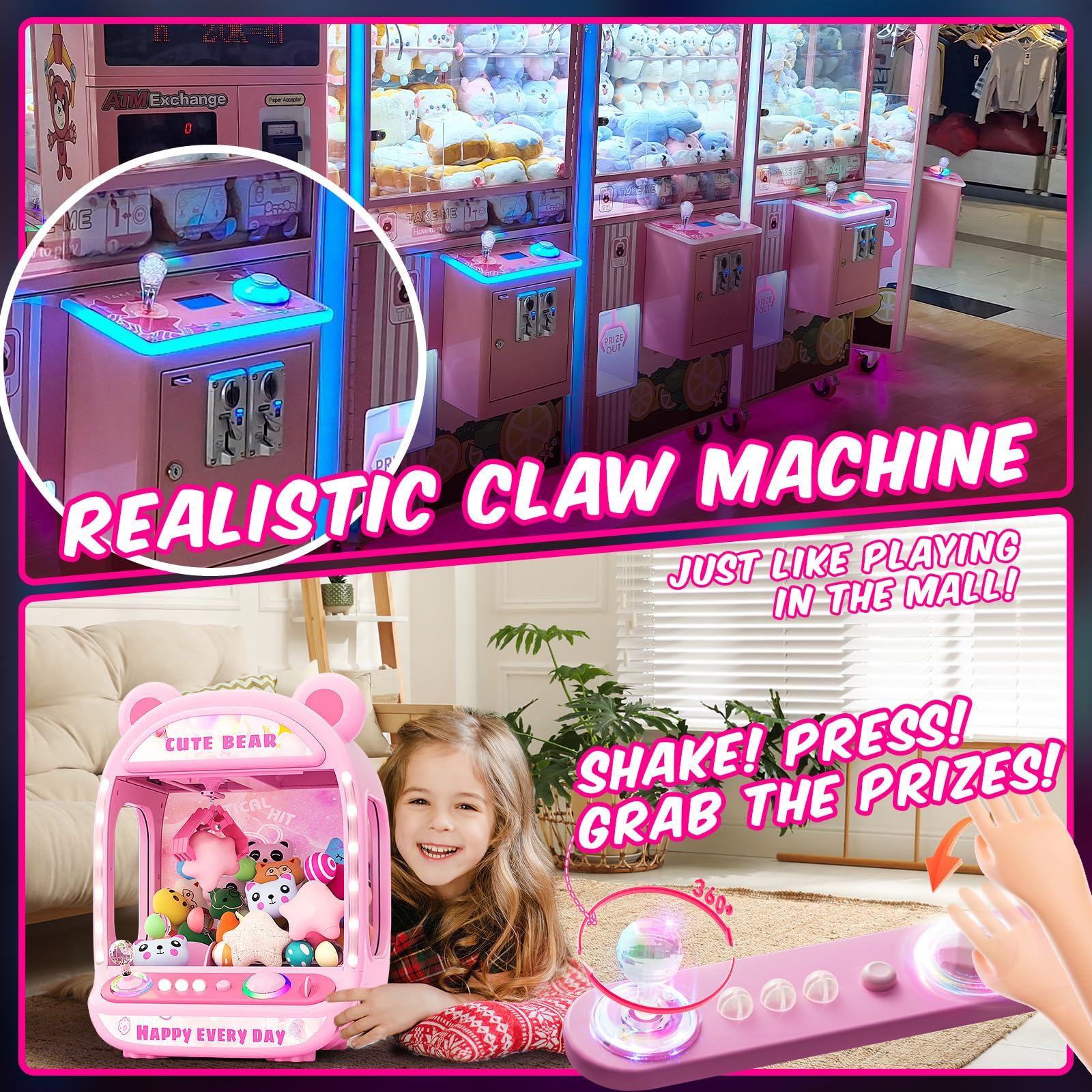 Skirfy Claws Machines for Kids,Unicorns Toys for Girls Age 6+,Mini Vending Machines with Squishyes Fidgets Toys,Candy Dispenser Machines,Claws Game, New Years Birthday Gifts