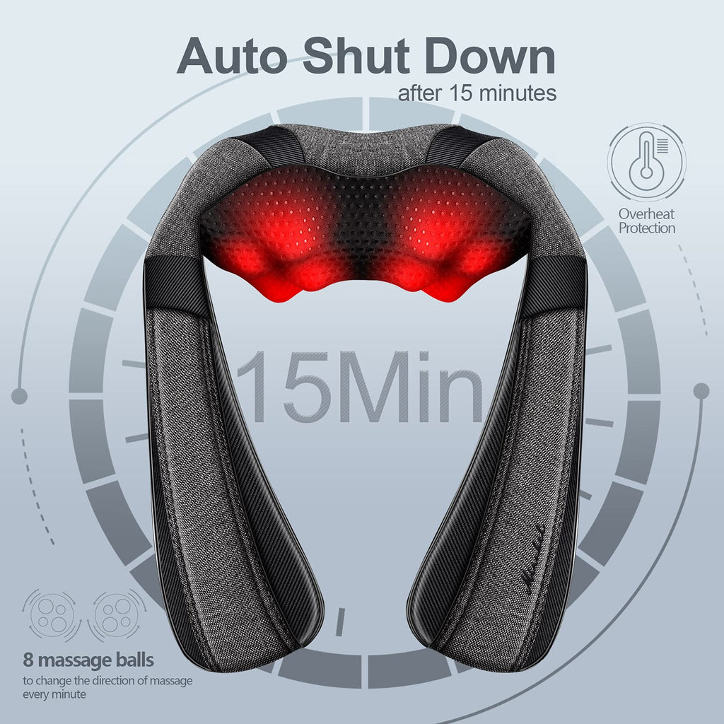 Mirakel Fathers Day Dad Gifts for Husband Men, Neck Massager for Pain Relief Deep Tissue, Electric Shiatsu Shoulder & Back Massager with Heat, Mothers Day Gifts for Mom Wife Women Her (NOT Cordless)