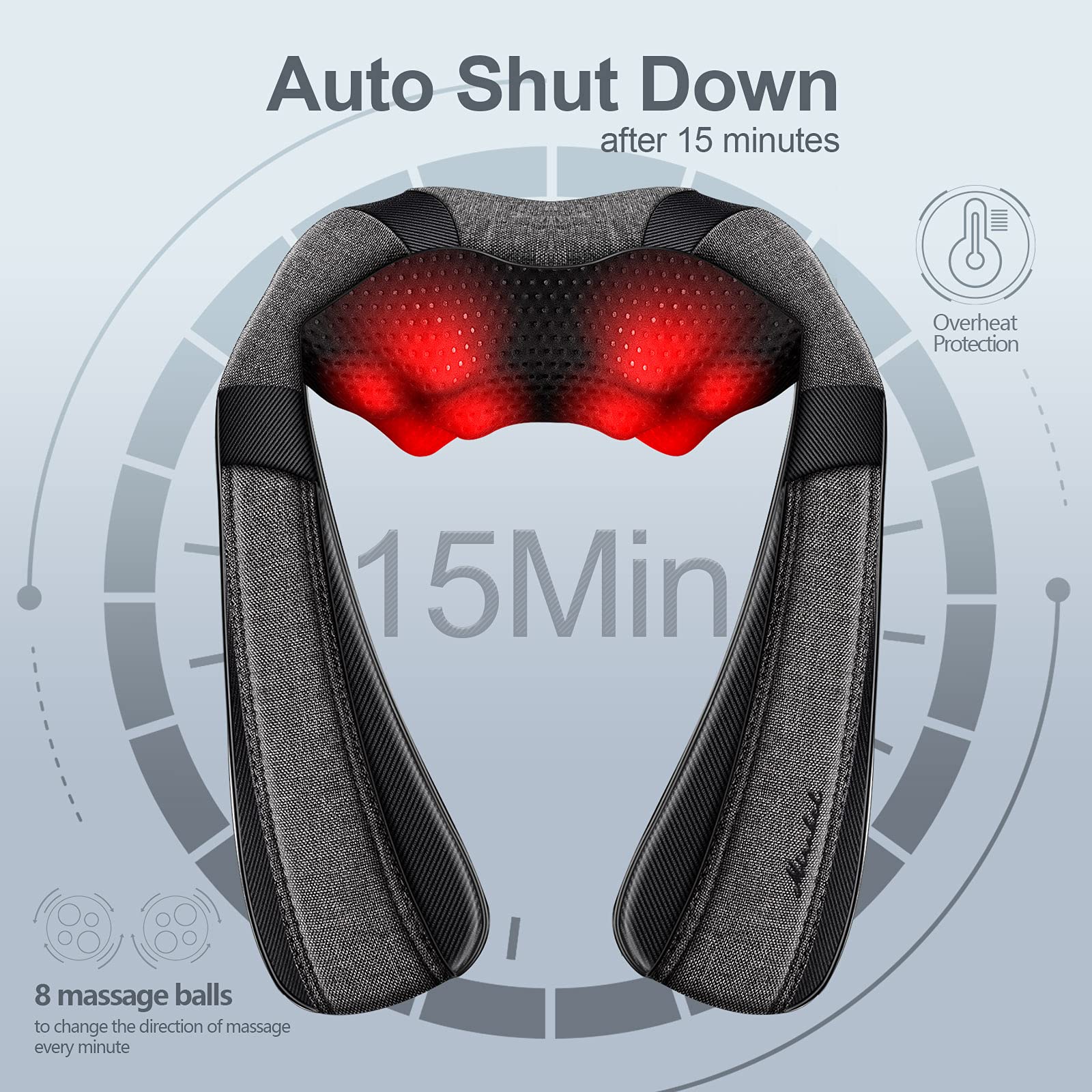 Mirakel Fathers Day Dad Gifts for Husband Men, Neck Massager for Pain Relief Deep Tissue, Electric Shiatsu Shoulder & Back Massager with Heat, Mothers Day Gifts for Mom Wife Women Her (NOT Cordless)