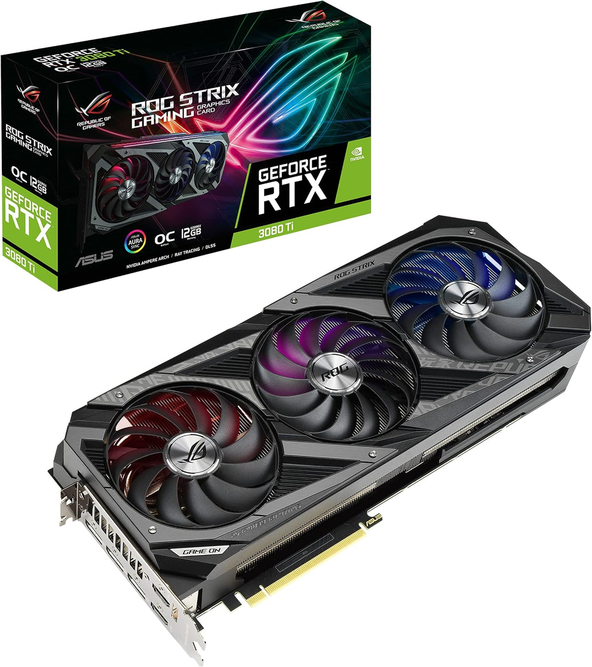 ASUS ROG Strix NVIDIA GeForce RTX 3080 Ti OC Edition Gaming Graphics Card (PCIe 4.0, 12GB GDDR6X, HDMI 2.1, DisplayPort 1.4a, Axial-tech Fan Design, 2.9-Slot, Super Alloy Power II, GPU Tweak II)