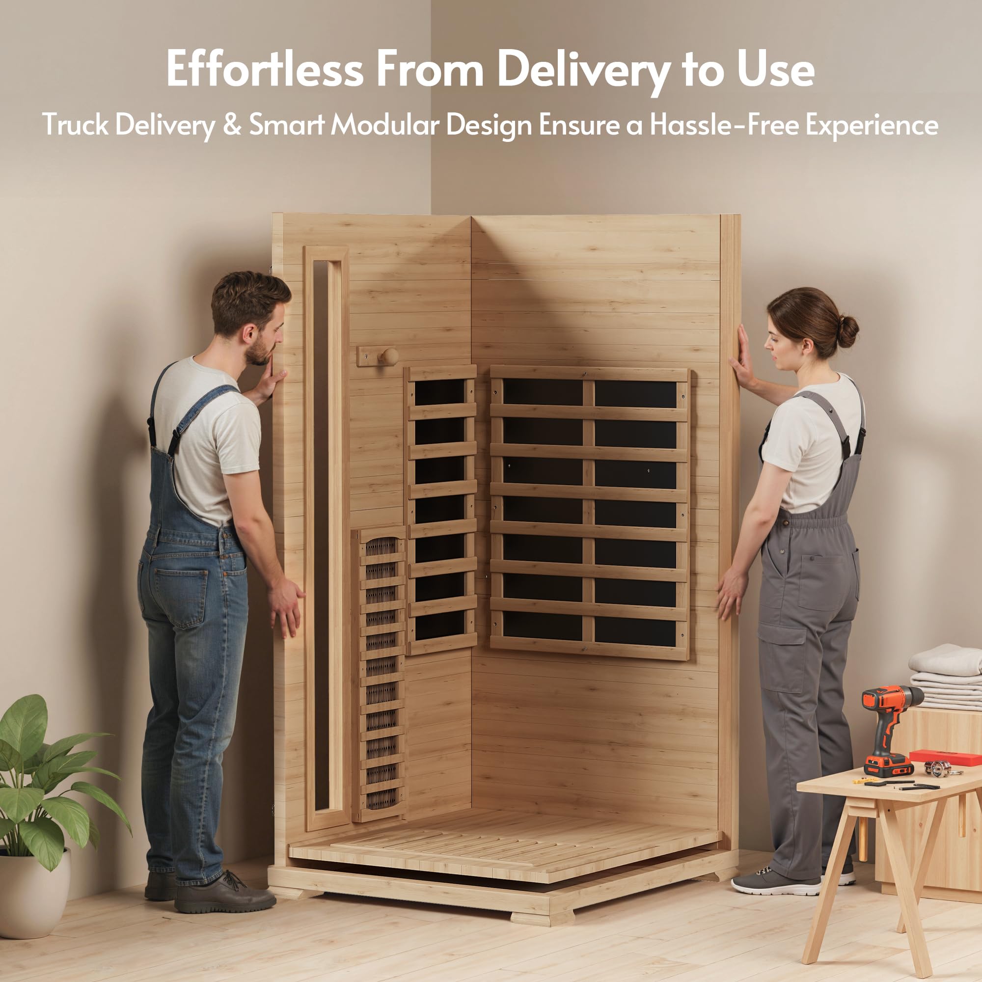 Infrared Sauna at Home 1 Person Mini with 7 Color Full Spectrum, Low EMF 1240W Fast Heating Canadian Hemlock Wood Sauna, Indoor Dry Sauna with Music Speakers for Home, Gym (2.3Lx2.9Wx5.2H Ft)