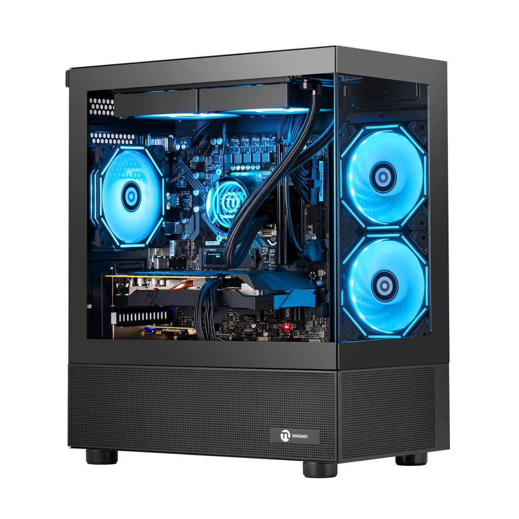 NINGMEI Prebuilt Gaming PC AMD Ryzen 7 5700X RTX 5060 8GB | 32GB DDR4 RAM 1TB Gen4 NVMe M.2 SSD,650W PSU WiFi Ready & Windows 11 Home Gaming Desktop Computer Black