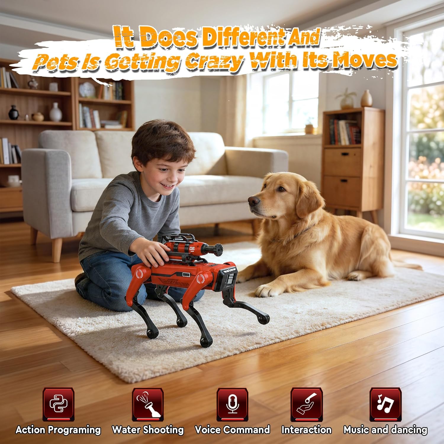 Robot Dog - Interactive STEM Toys with Voice & Remote Control, 30+ Lifelike Actions, Programmable Play, 25m Range, Durable & Safe - Best Gift for Kids 3-10 (Firefighting Edition)