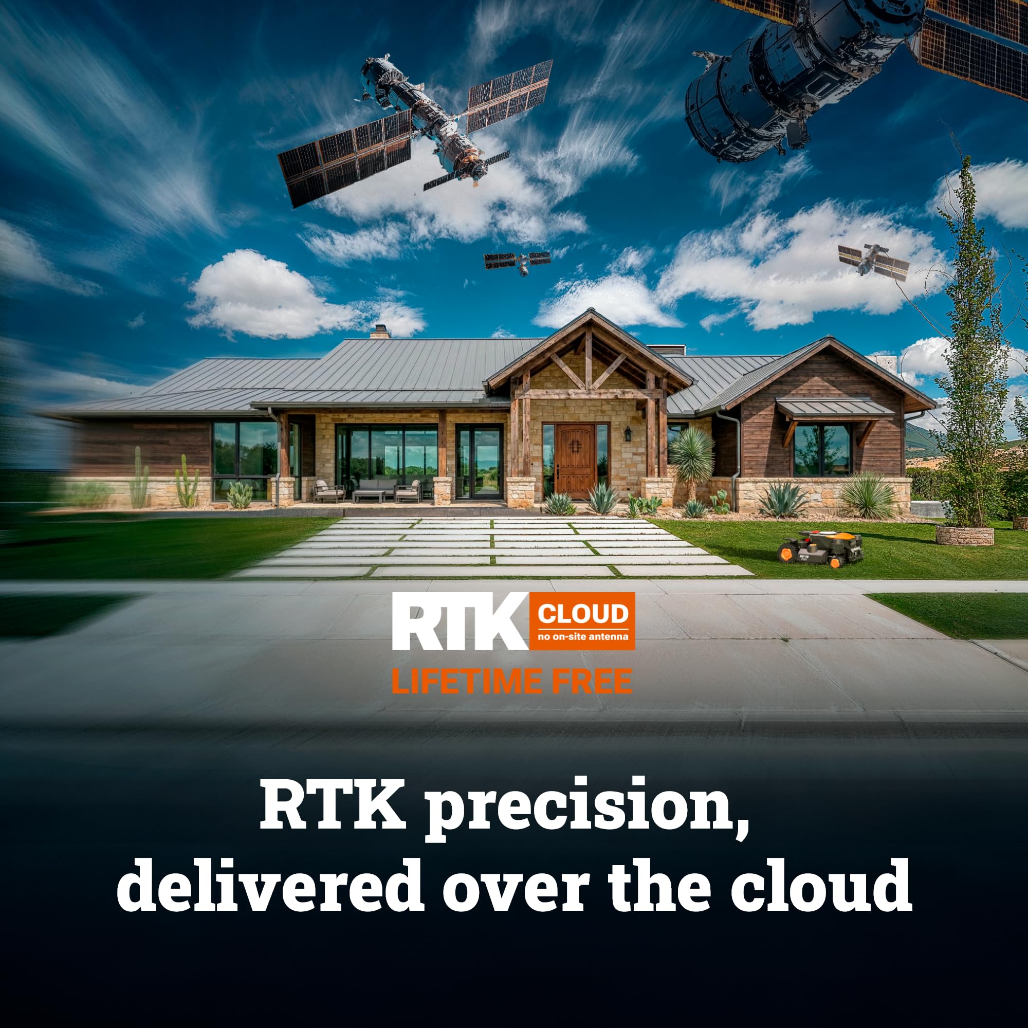 WORX Landroid Vision Cloud Robot Lawn Mower, No Perimeter Wire Robot Mower for 1/4 Acre, AI Obstacle Avoidance and RTK Cloud Navigation, 30% Slope, Auto Mapping, App Control, WR310