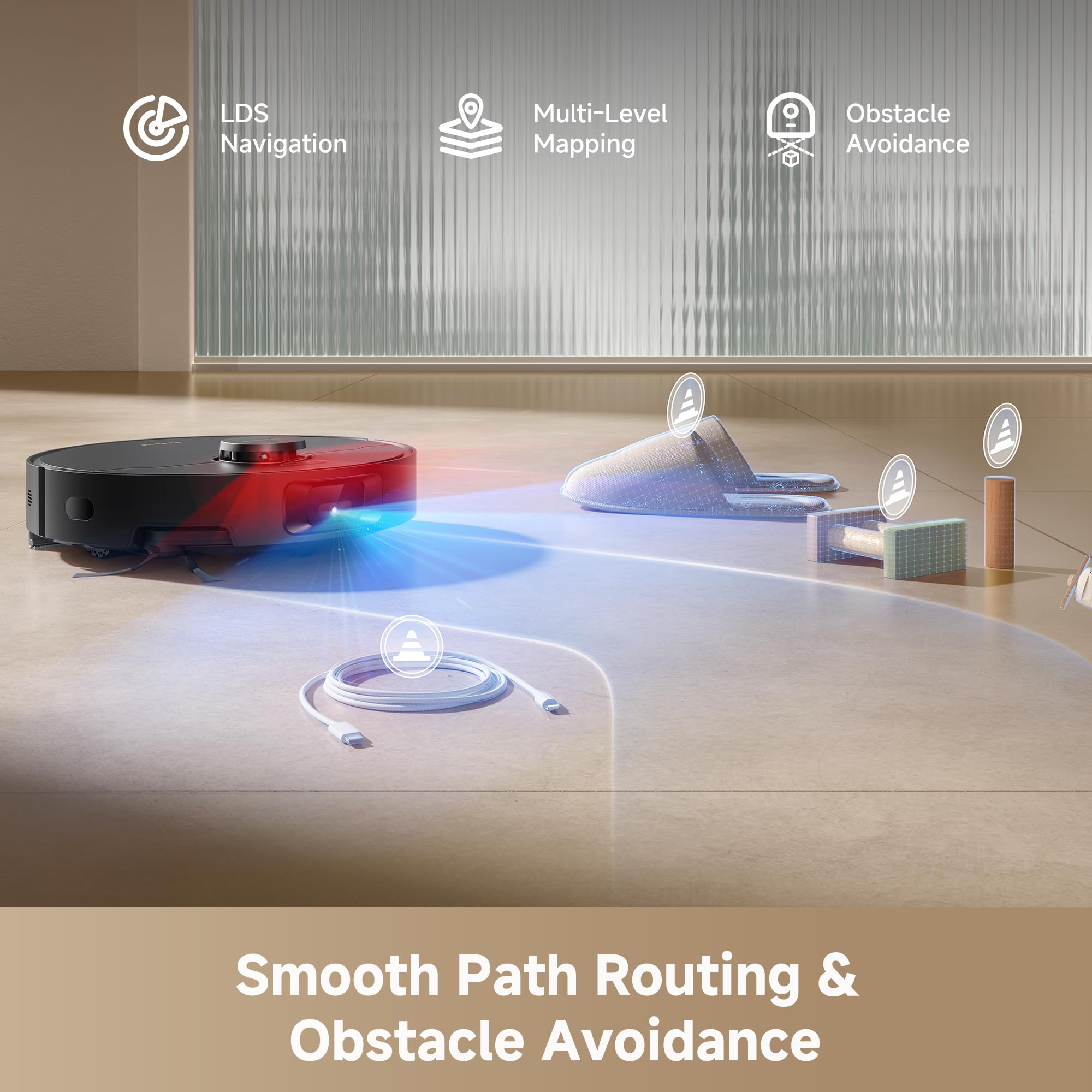 DREAME D20 Air Plus Robot Vac and Mop Combo with 20,000Pa Suction, Anti-Tangling Tech, Auto-Emptying Dock, Deep Carpet Cleaning and Smart Navigation White