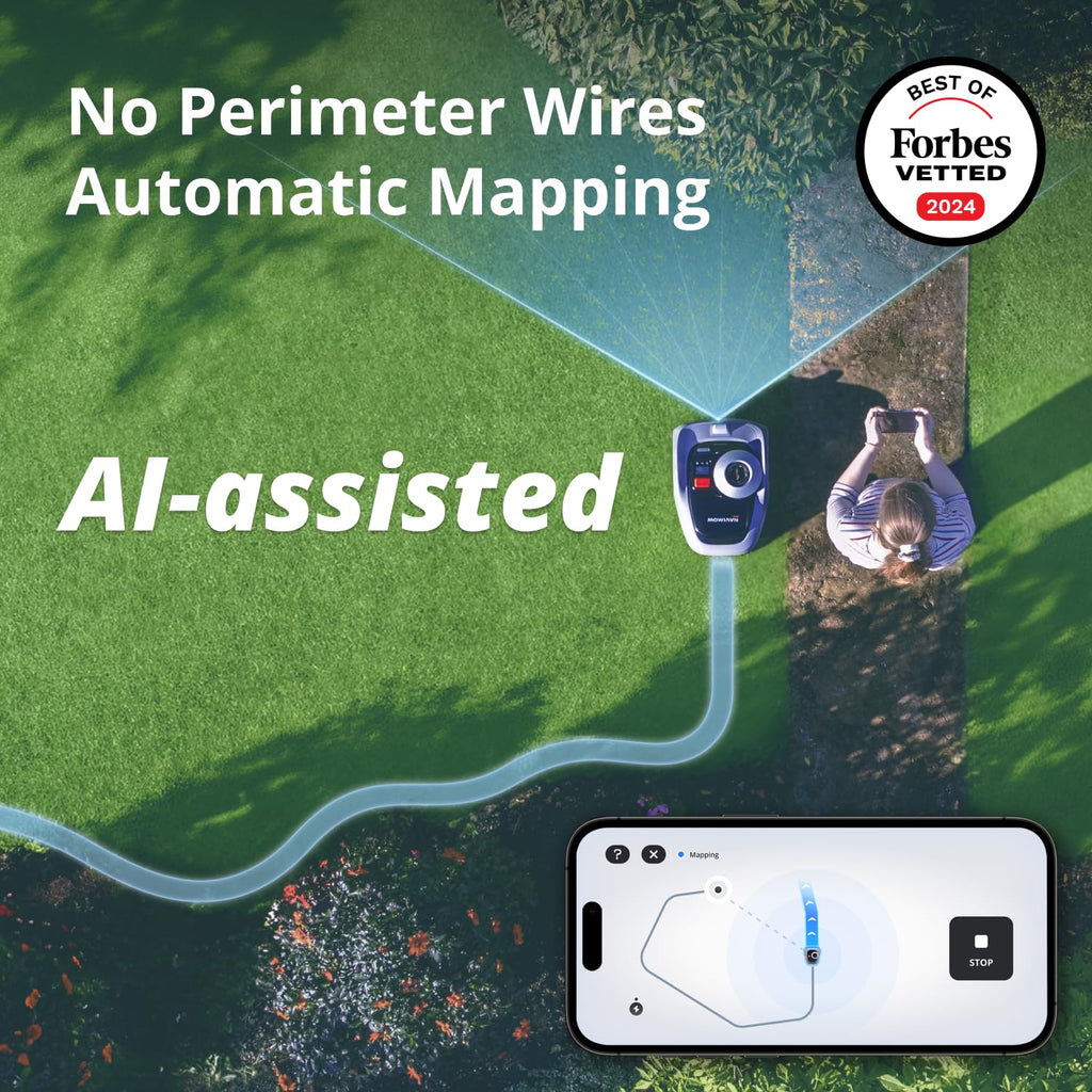 Segway Navimow i210 AWD Robot Lawn Mower Wire Free with Garage S, All-Wheel Drive for 45% Slopes, EFLS NRTK + Vision Auto Mapping, Covers 1/4 Acre (Garage Shipped Separately)
