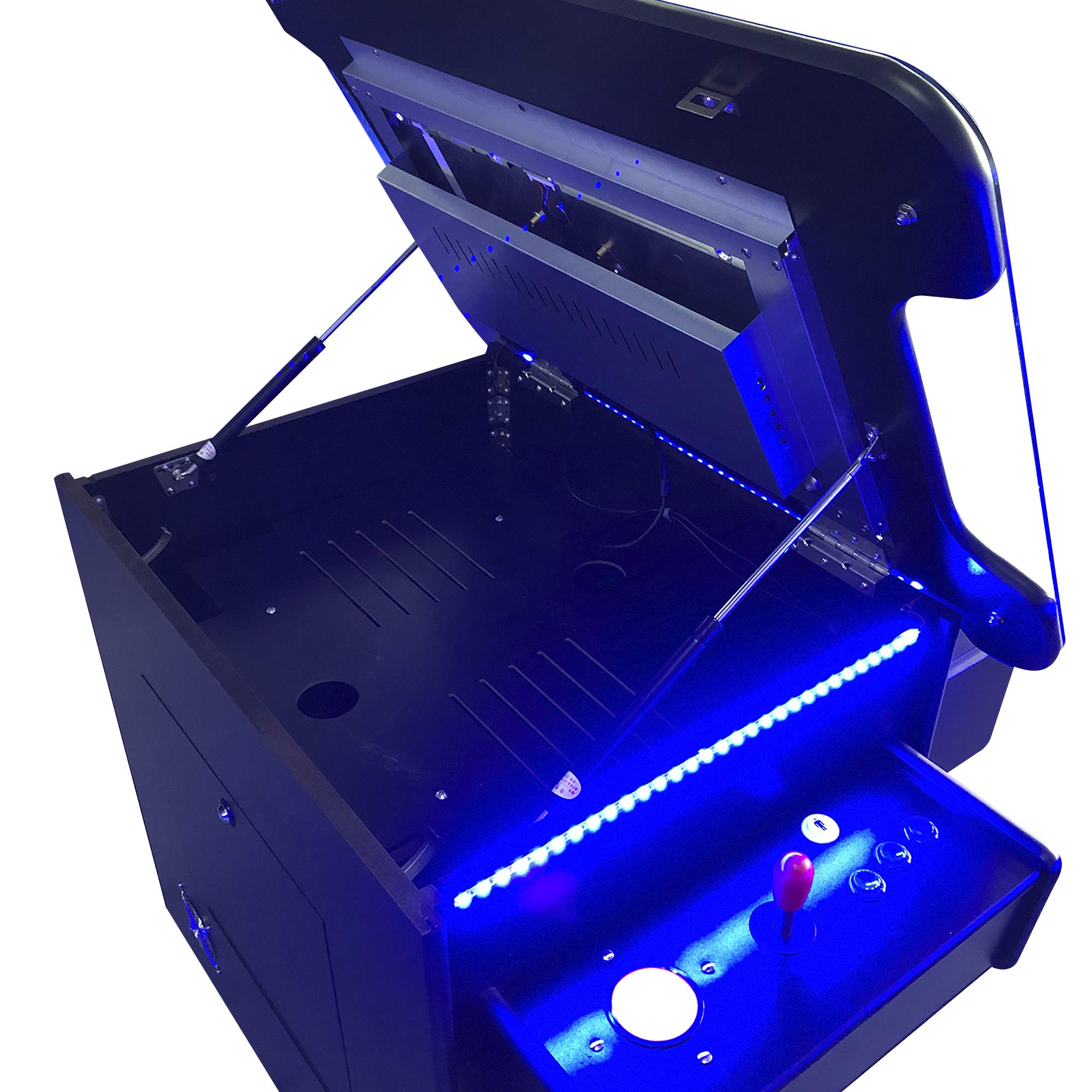 Creative Arcades Full Size Commercial Grade Cocktail Arcade Machine w/Lifting Screen | Trackball | Three-Sided | 4 Sanwa Joysticks | 2 Stools (4500 Games & 32" Screen & Woodgrain Edition)