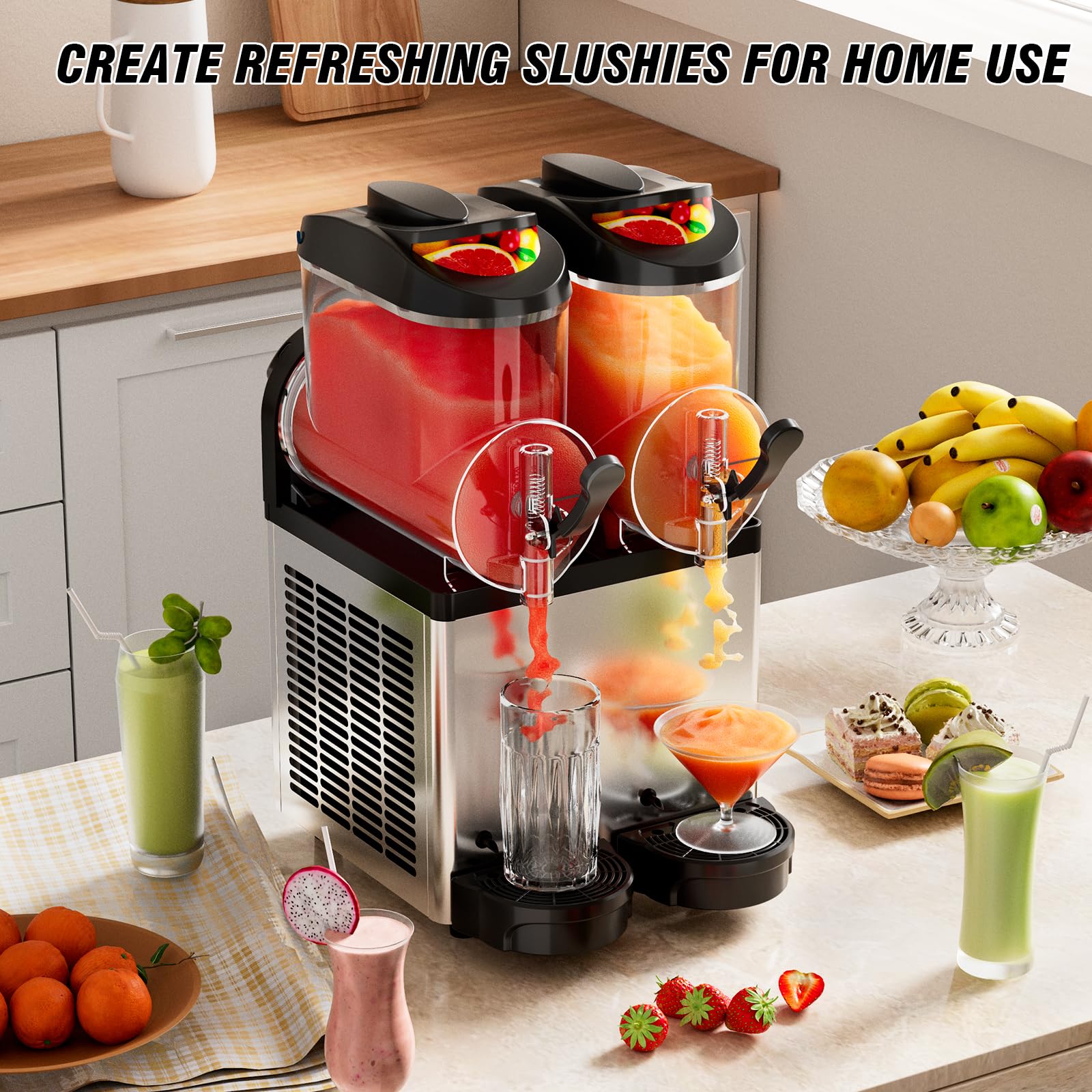 Ultimate Commercial Slushy Machine – 12X3 Tank Stainless Steel Slush Machine,Commercial Frozen Drink Maker for Juices, Margaritas, and Cocktails – Ideal for Bars and Restaurants