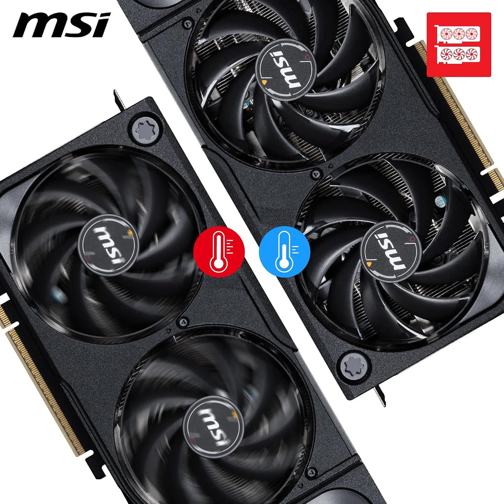 MSI GeForce RTX 5070 Ti 16G Shadow 3X OC — 16GB GDDR7 (28Gbps/256-bit), PCIe 5, Boost: 2482MHz, HDMI 2.1b, DisplayPort 2.1b