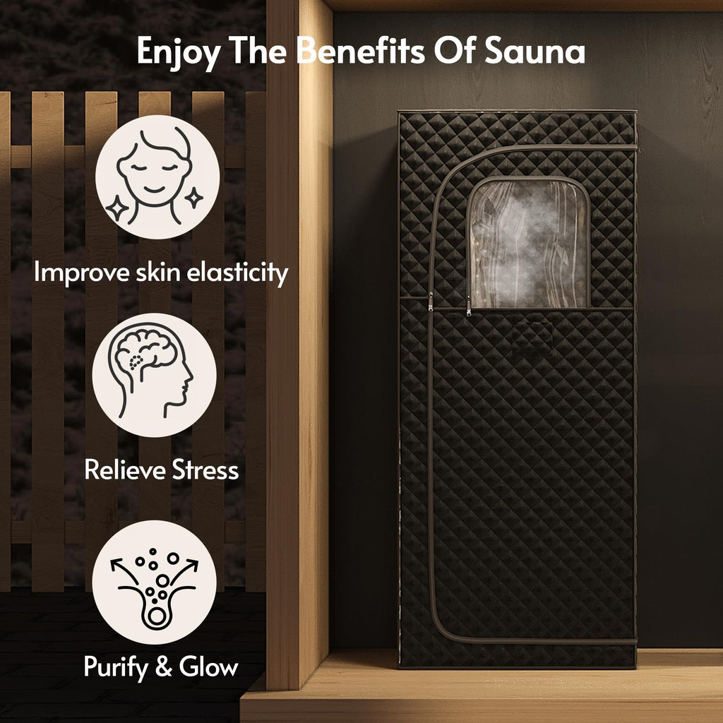 1 Person 5.2Ft Mini Infrared Sauna, 7 Color Full Spectrum Wood Dry Sauna. Canadian Hemlock Indoor Saunas with 1240W 20Min Fast Heating & Music Speakers for Home & Gym (28 Lx35 Wx63 H)