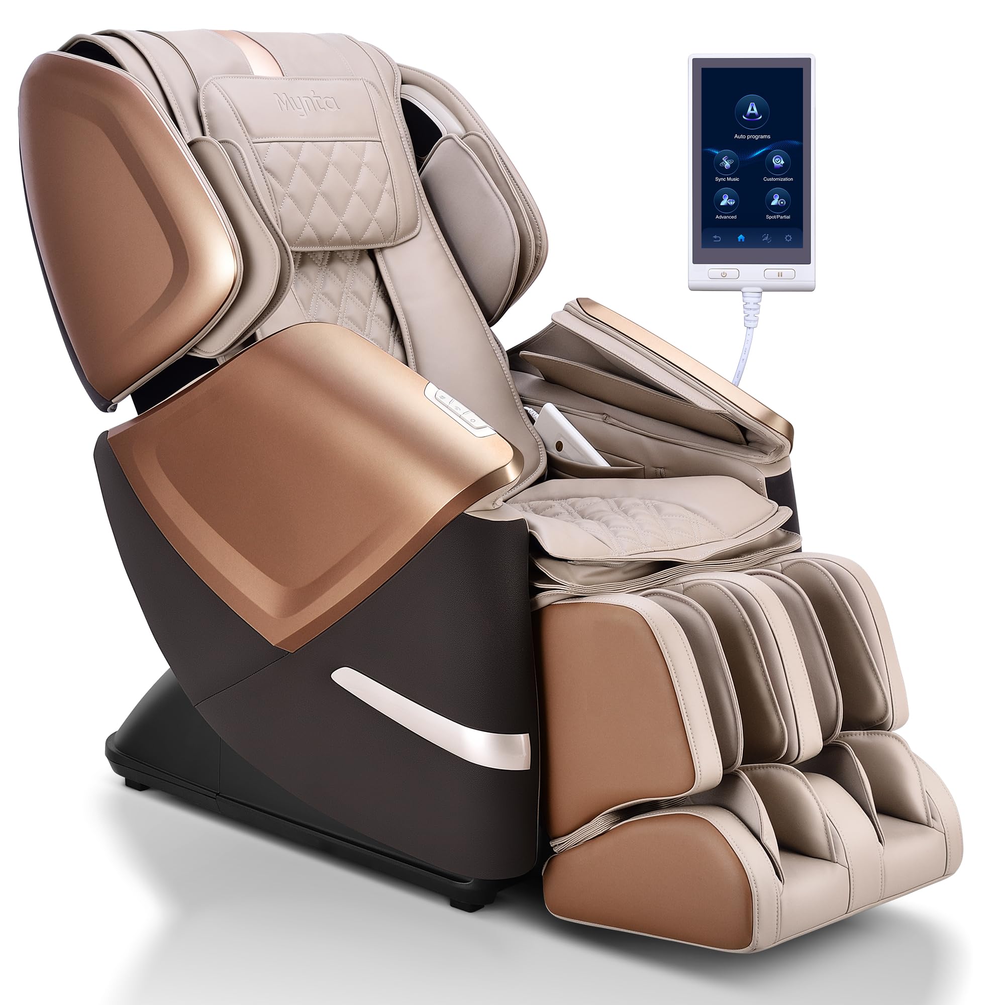 MYNTA 4D Massage Chair, Dual Mechanism 4D+2D Massage Chair Full Body, Waist & Shawl Heating with Extended SL-Track, Foot & Calf Massager, Music Sync with Hi-Fi Bluetooth Speaker