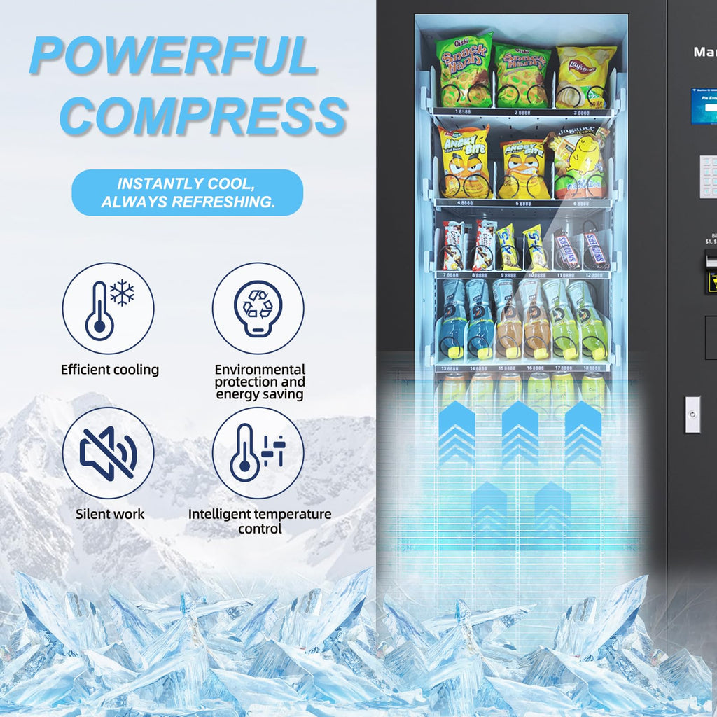 Manovix Refrigerated Beverage Snack Combo Vending Machine for Business, 36 Slots Snacks Drink Commercial Vending Machine Durable Cold Soda with Bill and Coin Acceptor