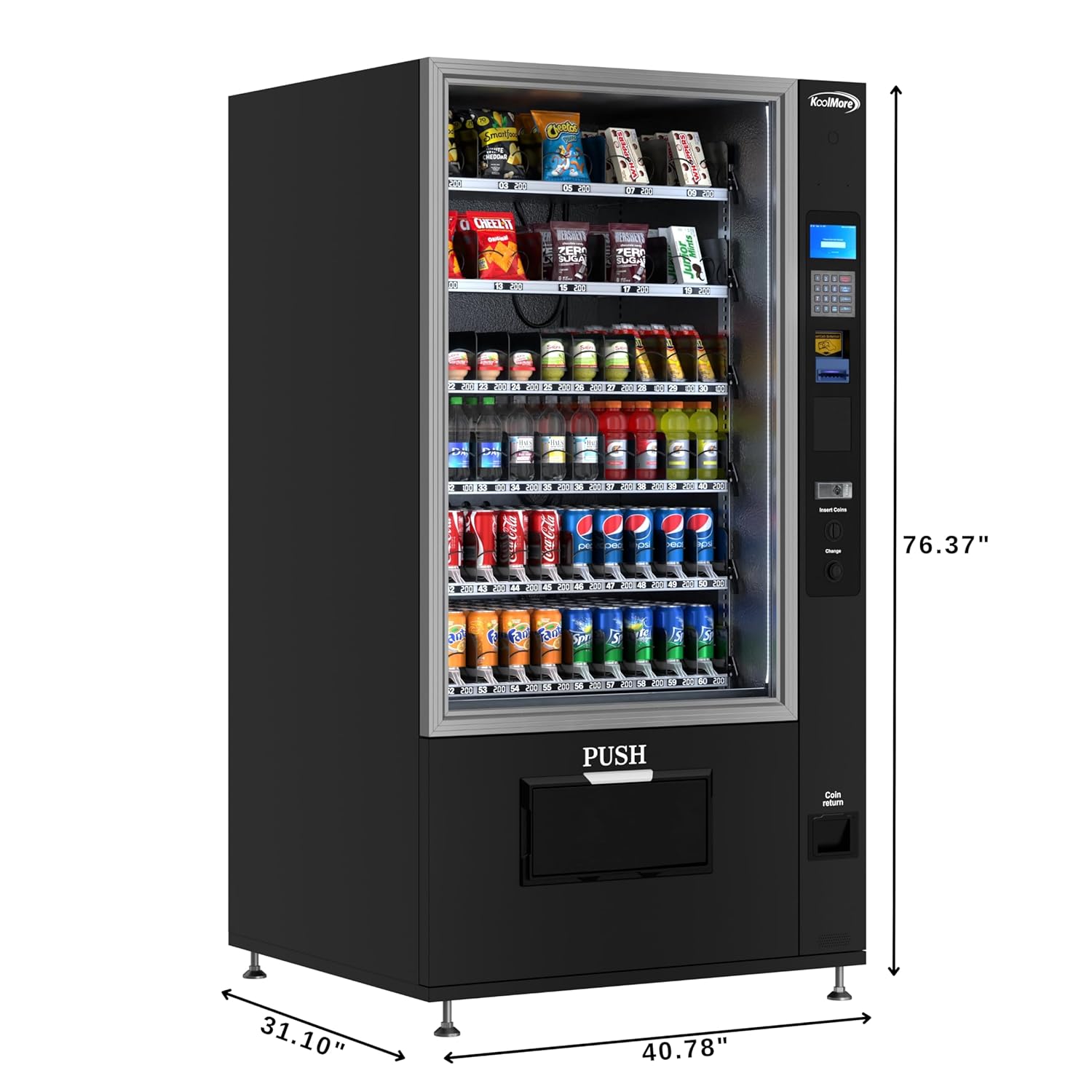 KoolMore Refrigerated Snack Vending Machine with 60 Slots and Coin/Bill Acceptor in Black (KM-VMR-40-BC)